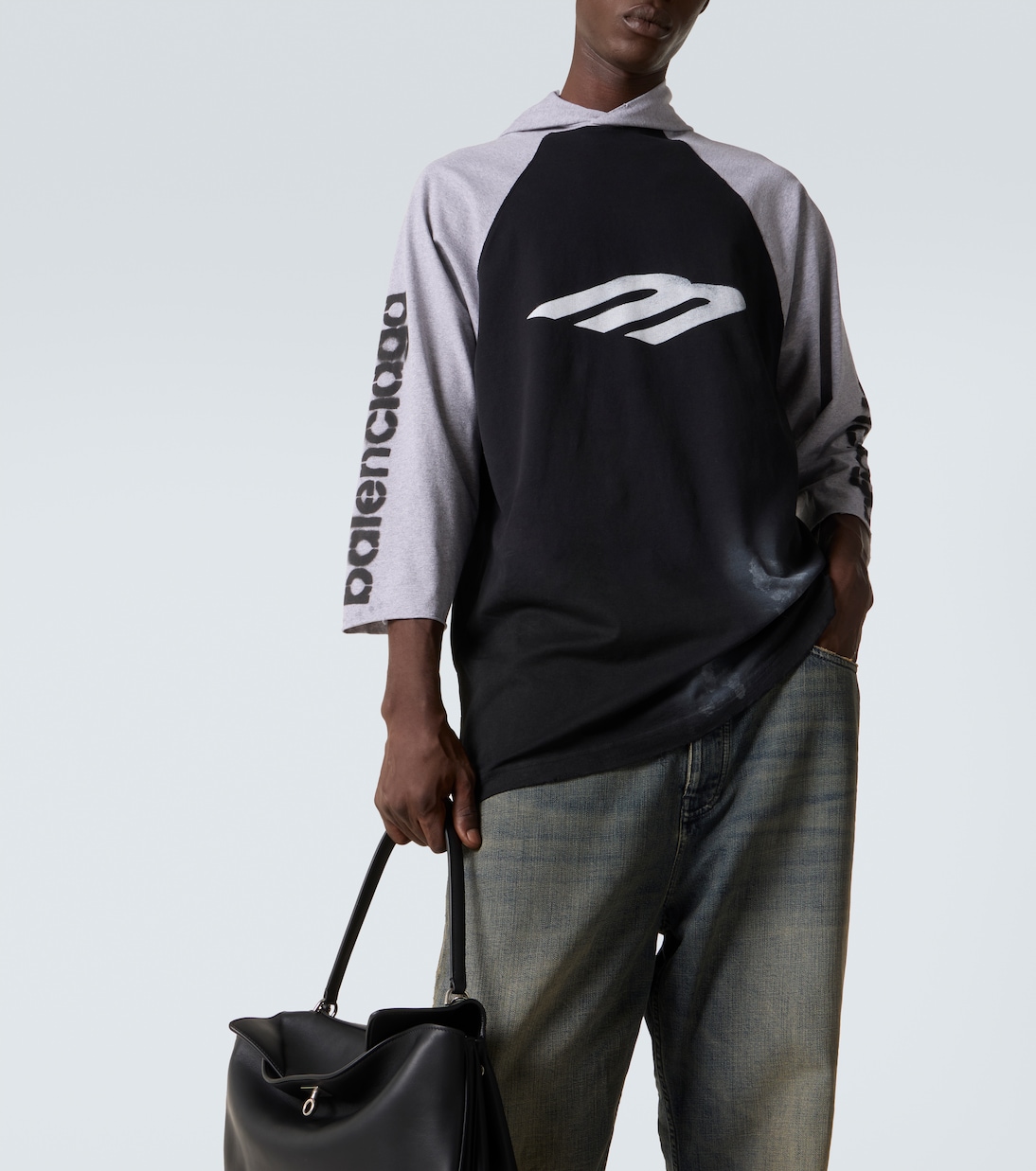 Hooded cotton-blend jersey T-shirt | Balenciaga