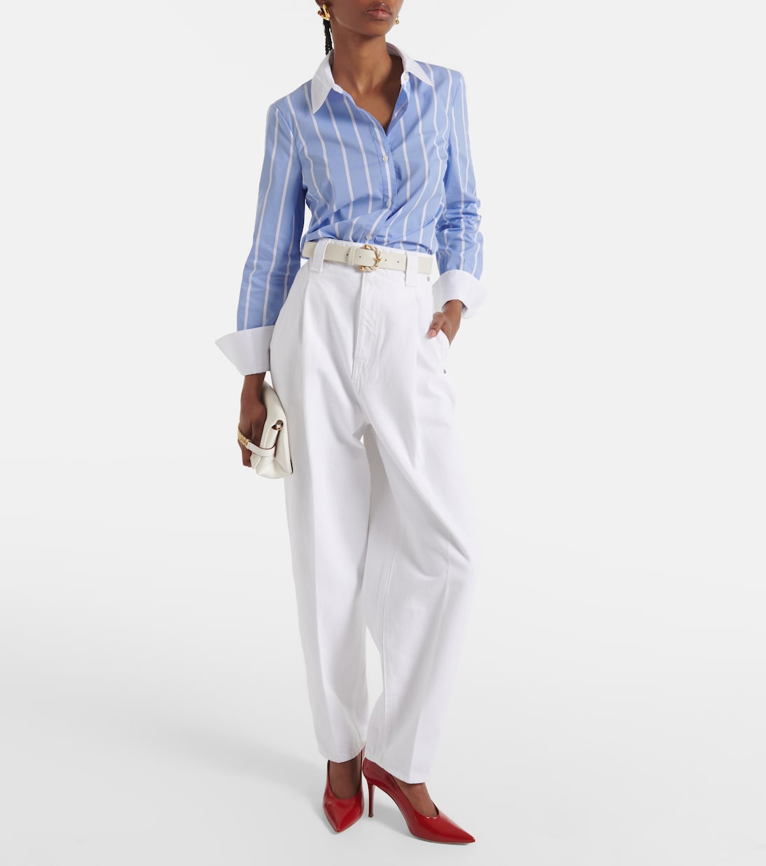 Marisol striped cotton poplin shirt | Veronica Beard