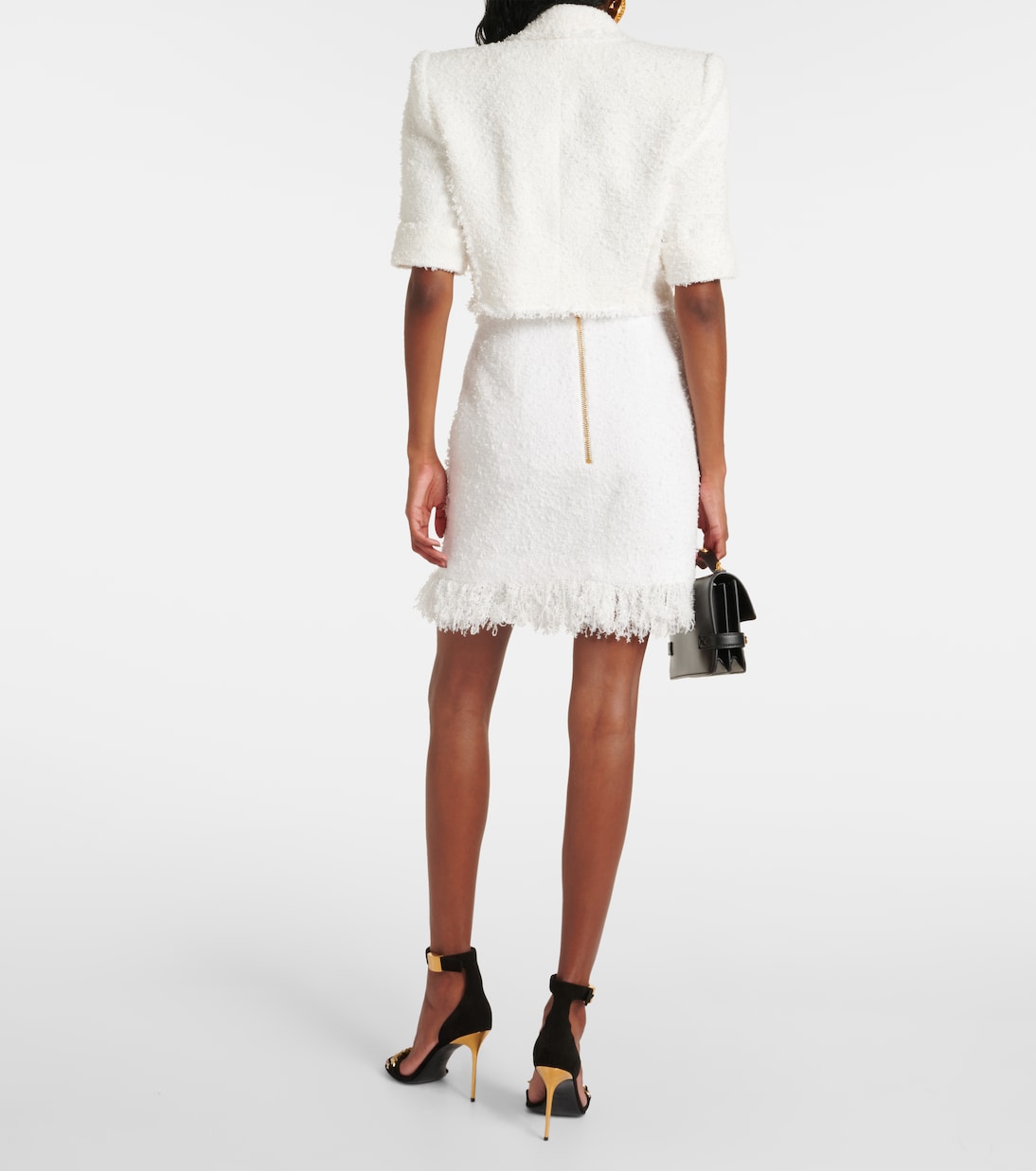 Giacca cropped Spencer in tweed  | Balmain
