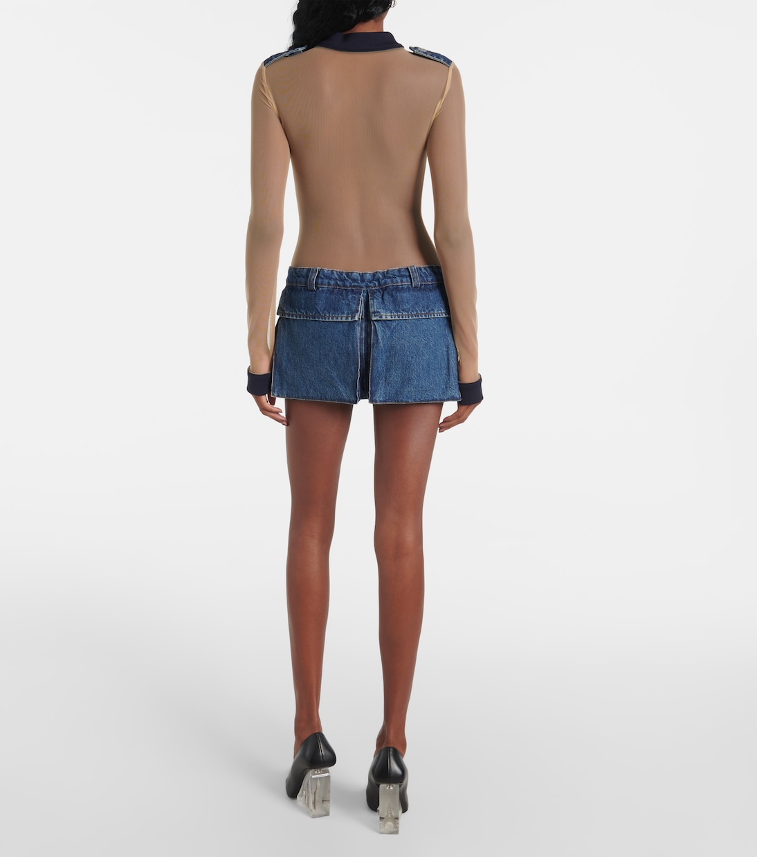Abito corto Illusion in tulle e denim | Coperni