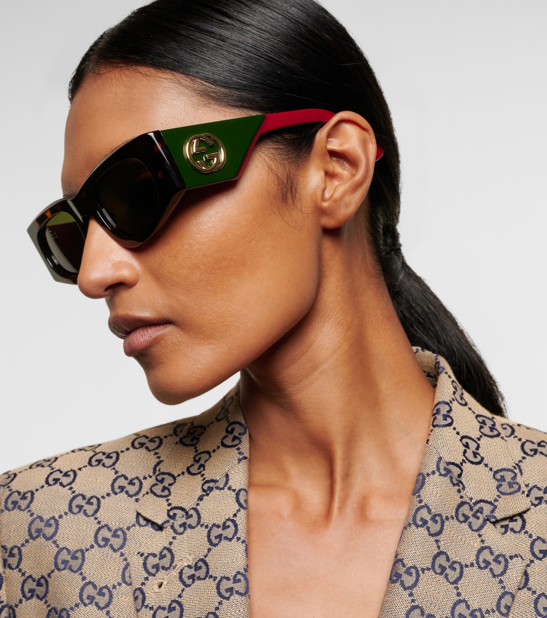 Occhiali da sole rettangolari Interlocking G | Gucci