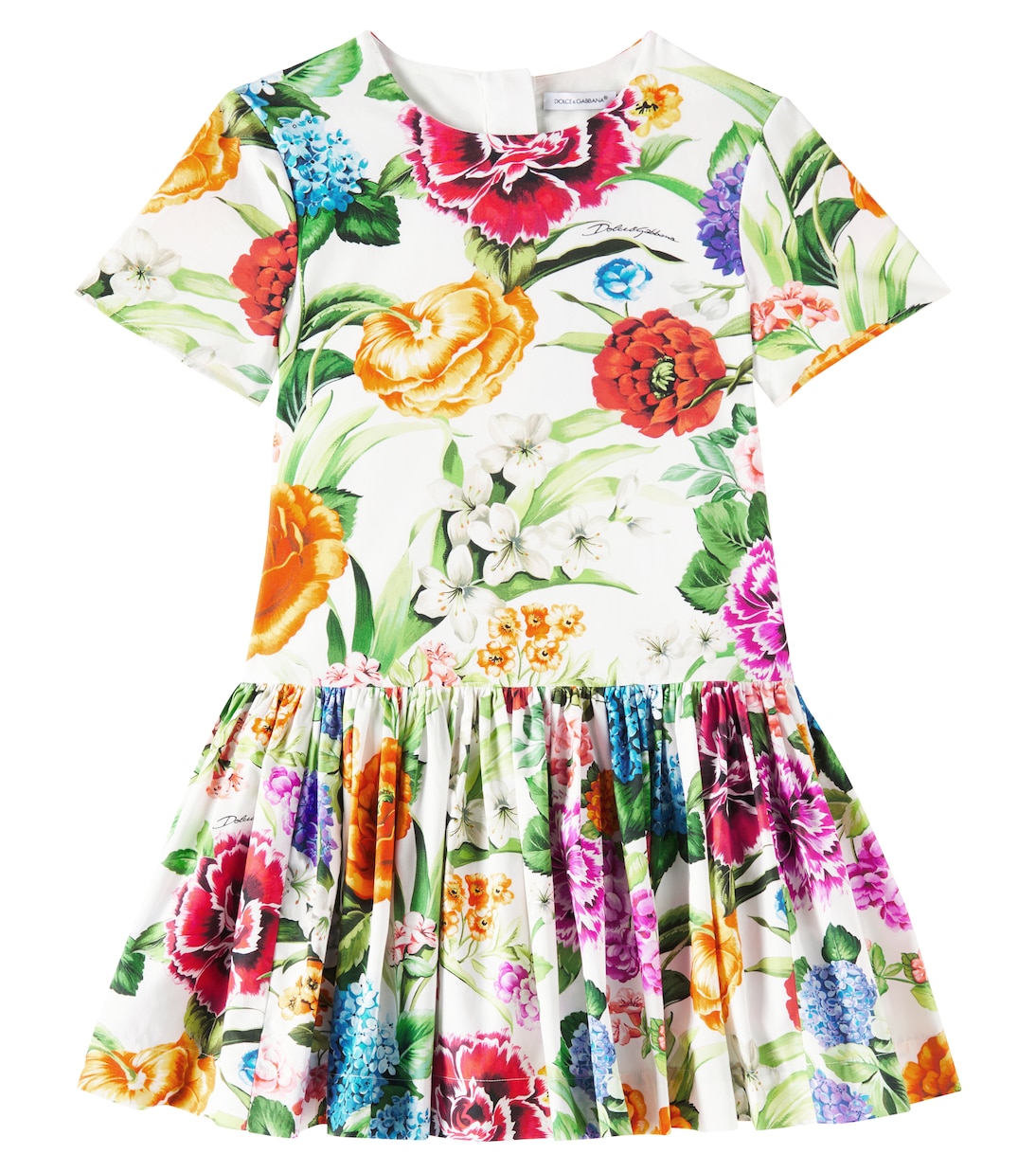 Bedrucktes Kleid aus Baumwollpopeline | Dolce&Gabbana Kids