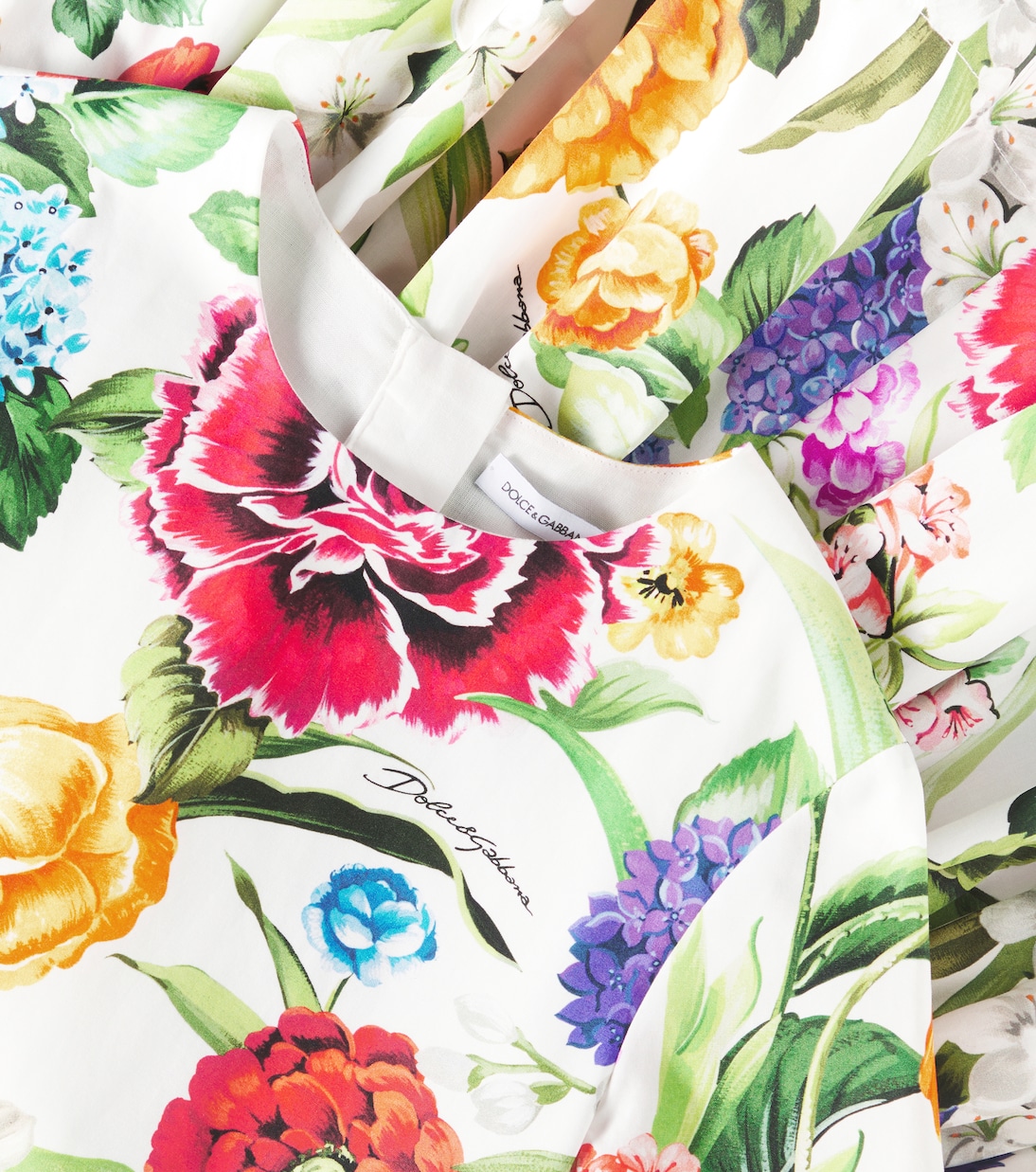 Bedrucktes Kleid aus Baumwollpopeline | Dolce&Gabbana Kids