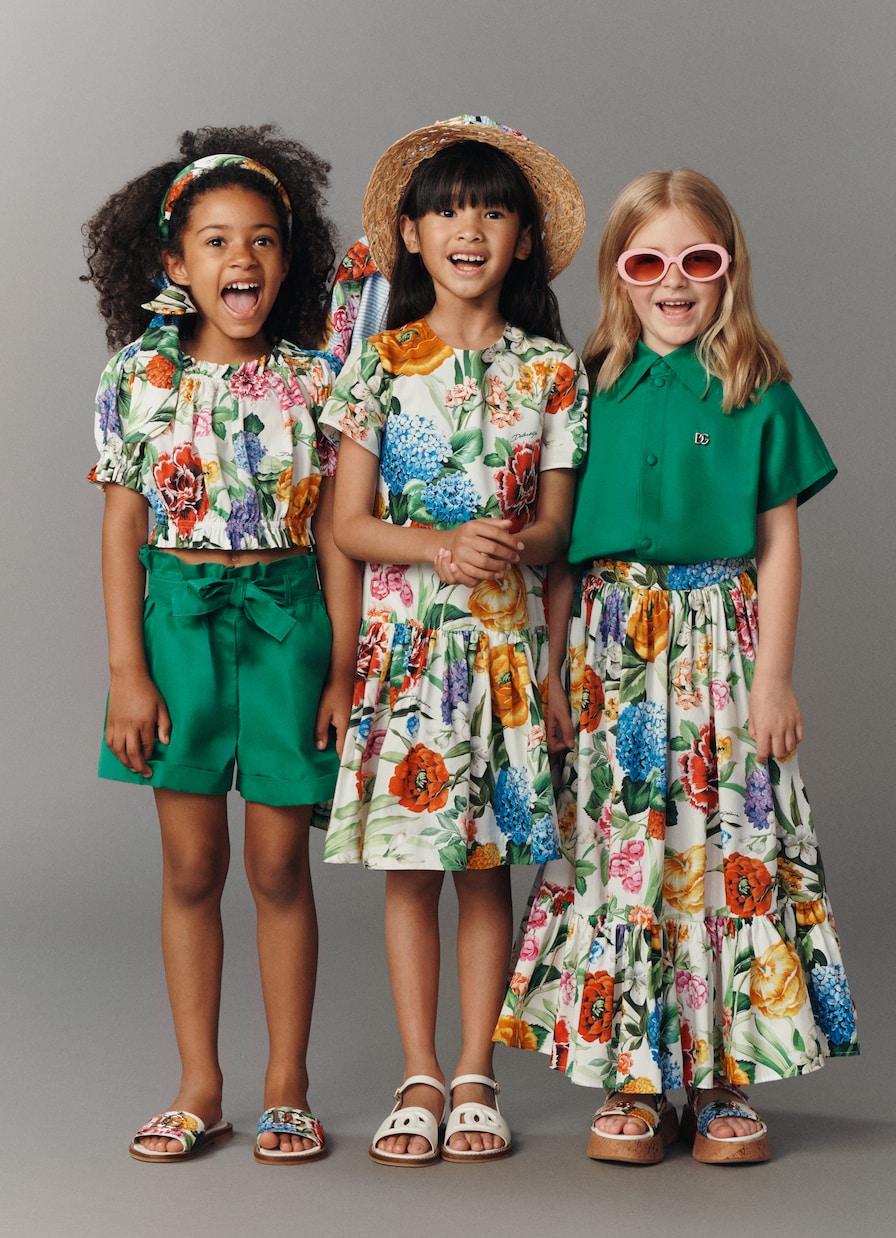 Bedrucktes Kleid aus Baumwollpopeline | Dolce&Gabbana Kids