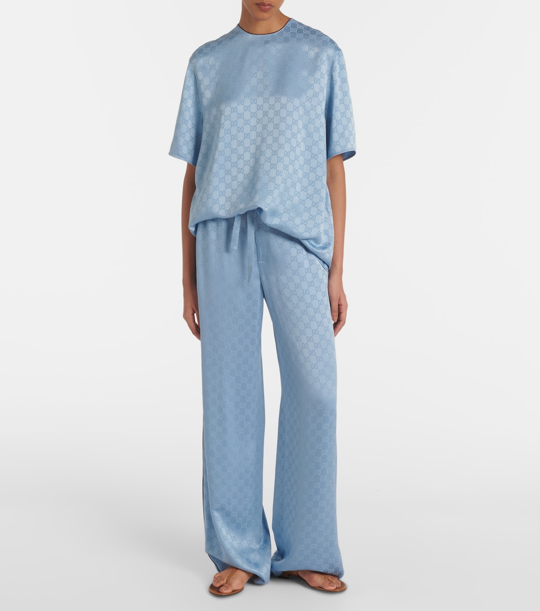 Pantalon ample GG en satin | Gucci