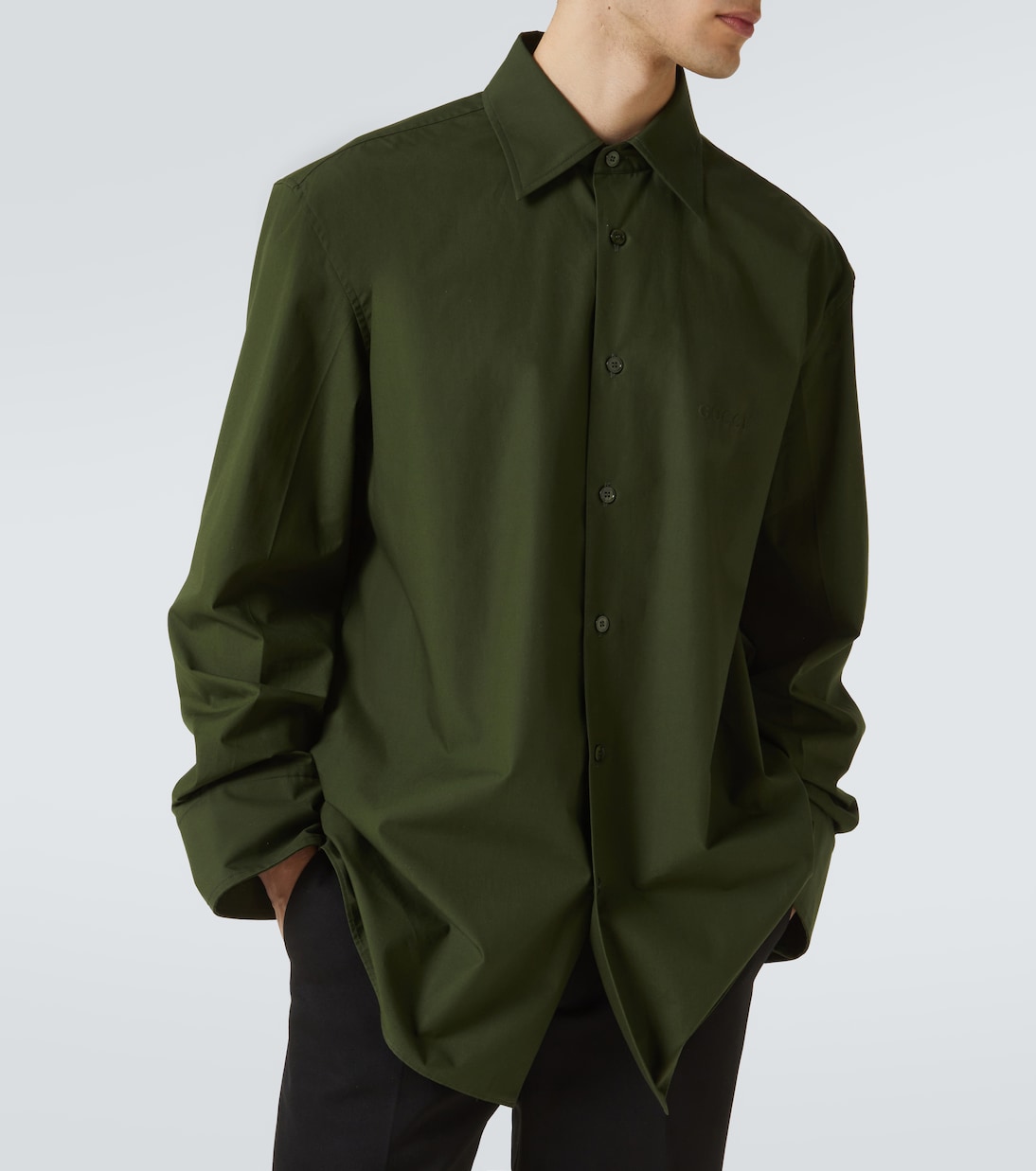 Camicia in popeline di cotone con logo | Gucci