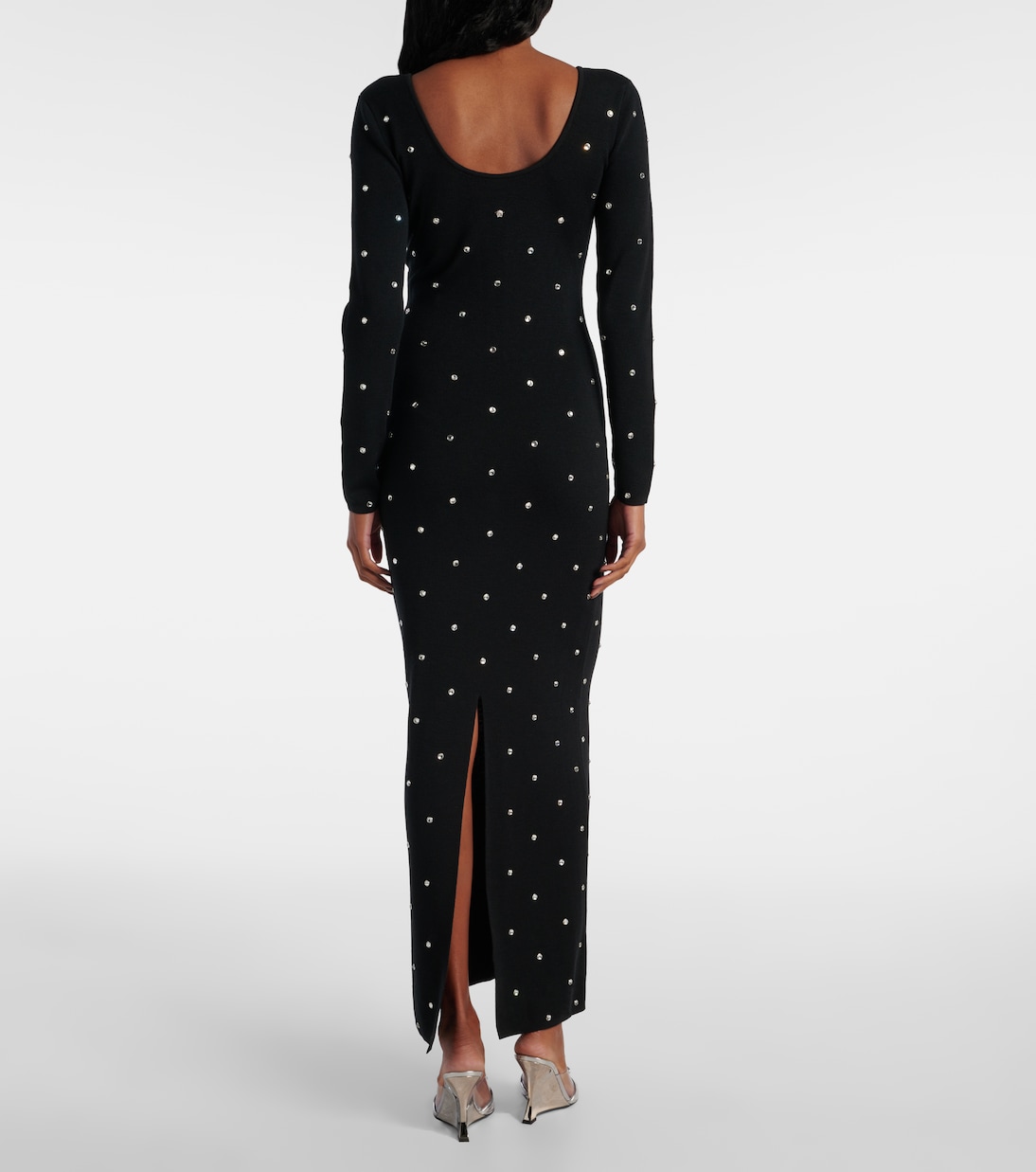 Abito midi in lana vergine con cristalli | Versace