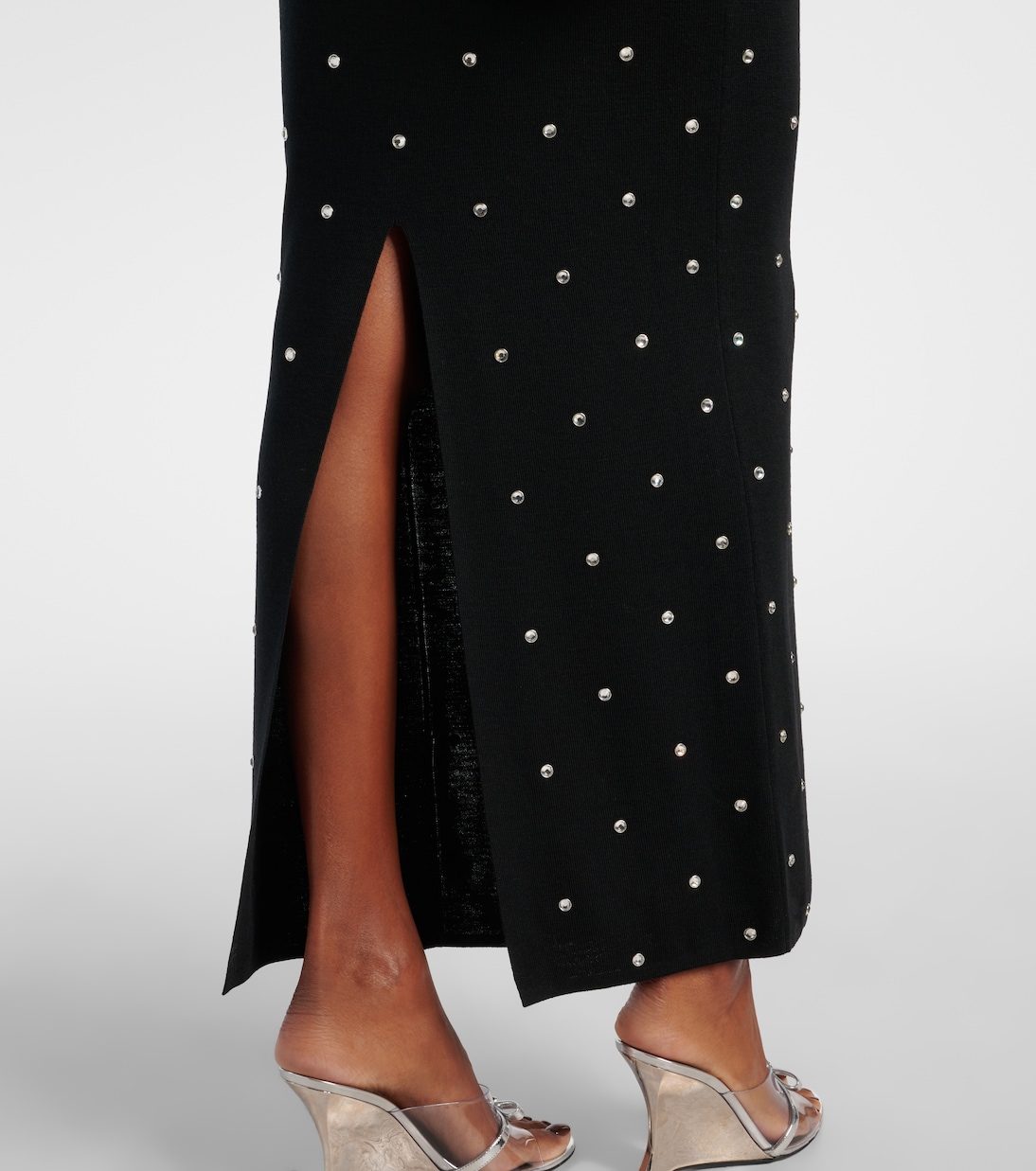 Abito midi in lana vergine con cristalli | Versace