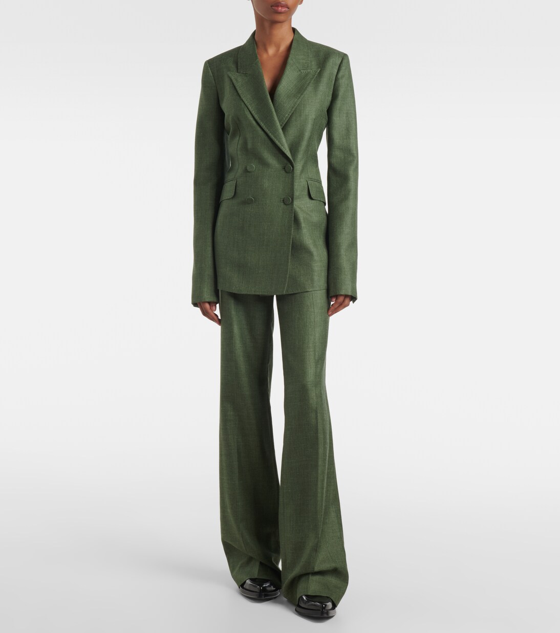Pantalon de costume Vesta à taille haute en laine, soie et lin | Gabriela Hearst