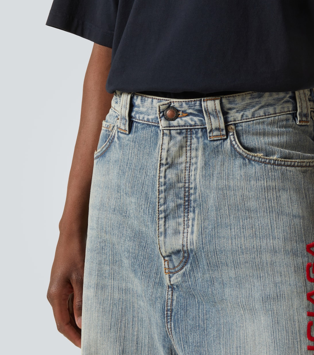 Jeans anchos con logo bordados | Balenciaga