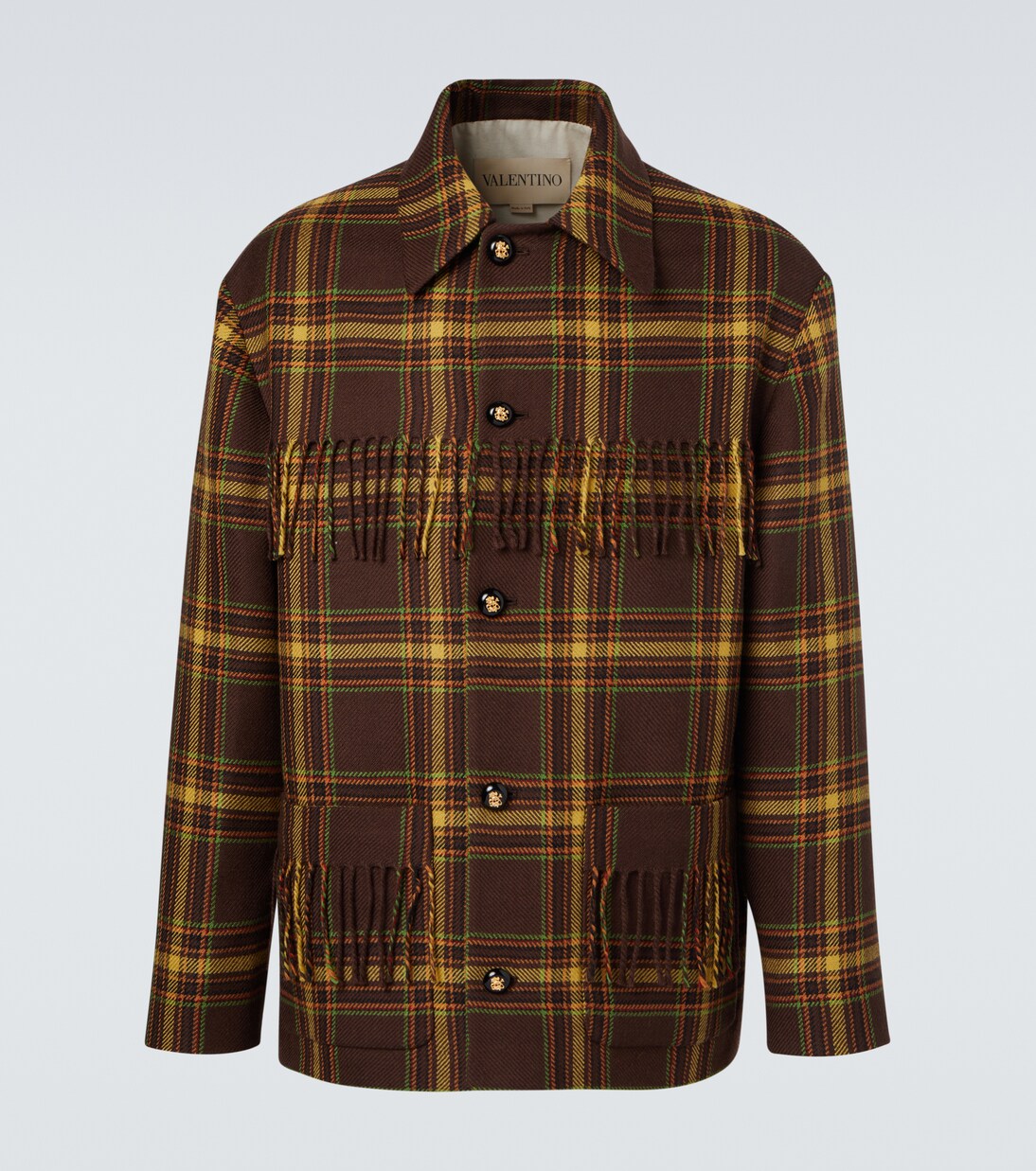 Checked fringed virgin wool jacket | Valentino
