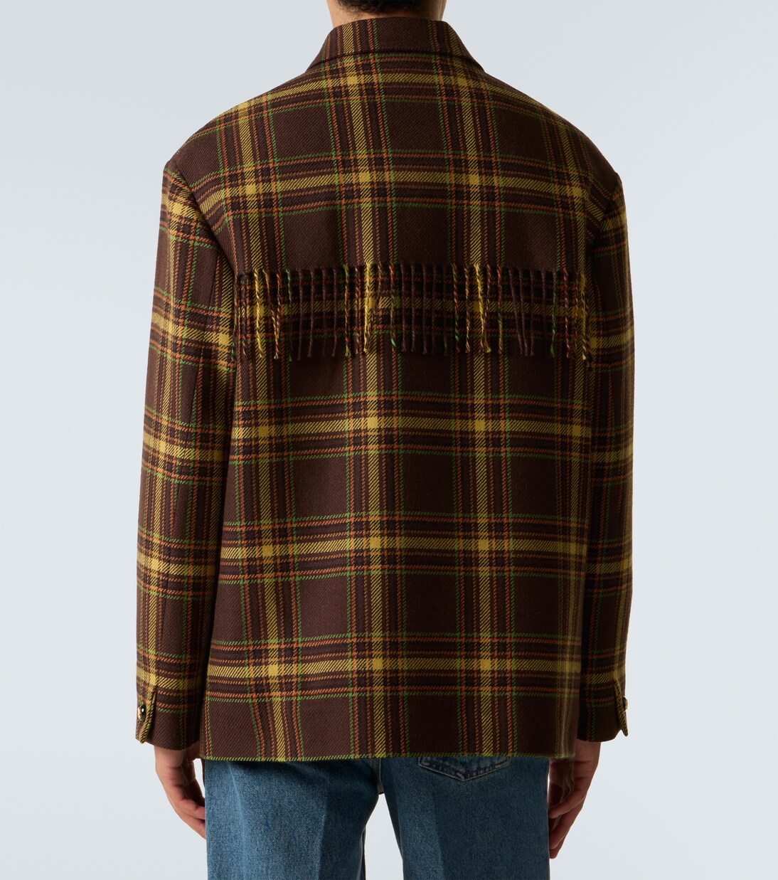 Checked fringed virgin wool jacket | Valentino
