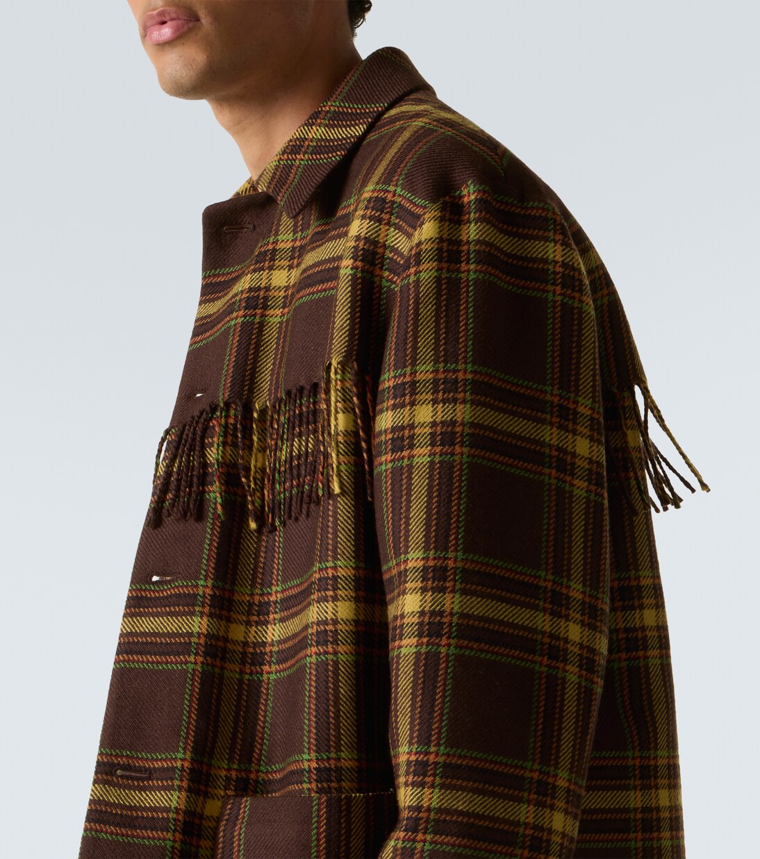 Checked fringed virgin wool jacket | Valentino
