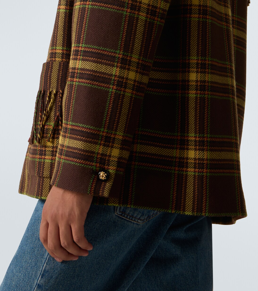 Checked fringed virgin wool jacket | Valentino