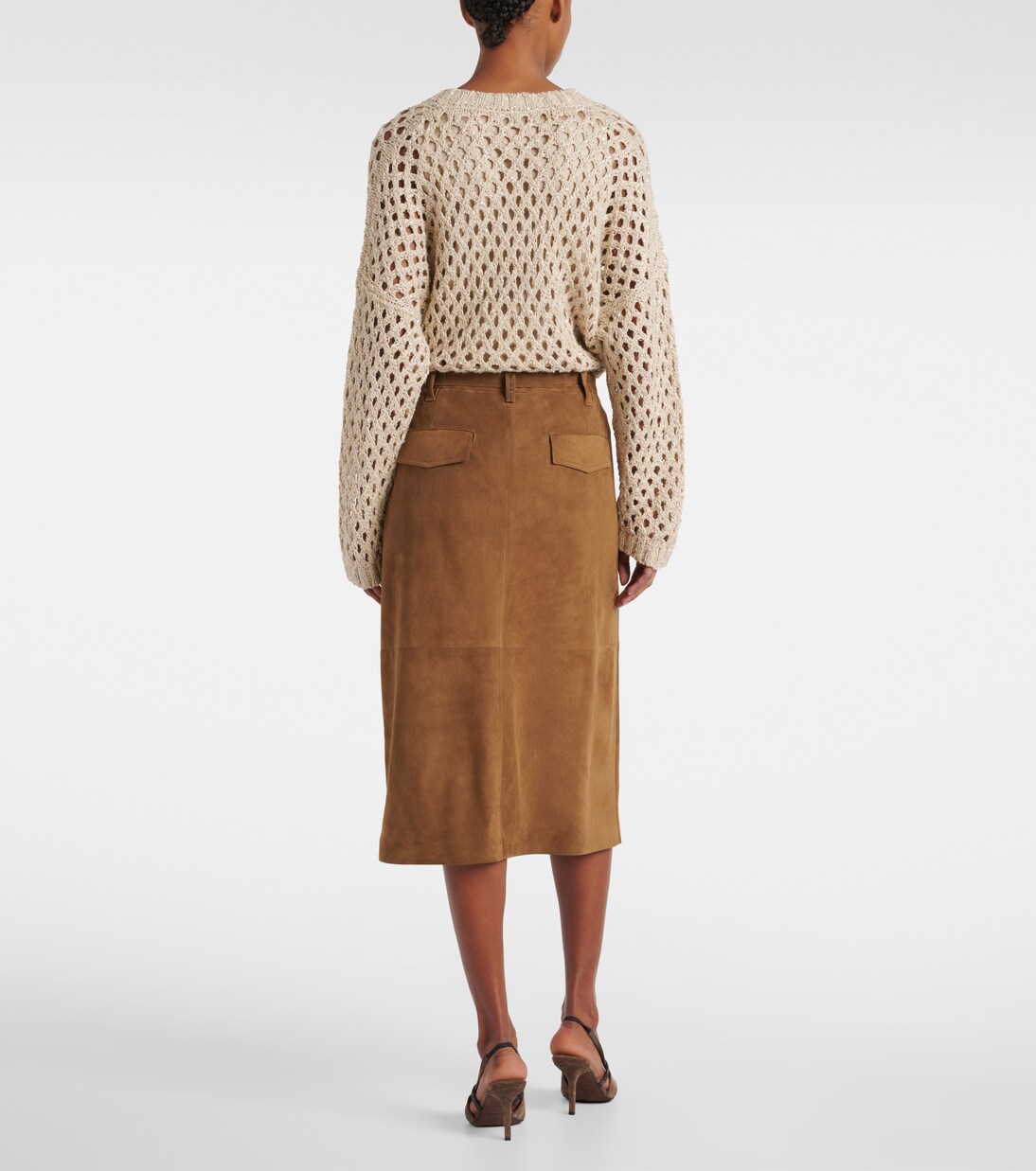 Suede midi skirt | Brunello Cucinelli