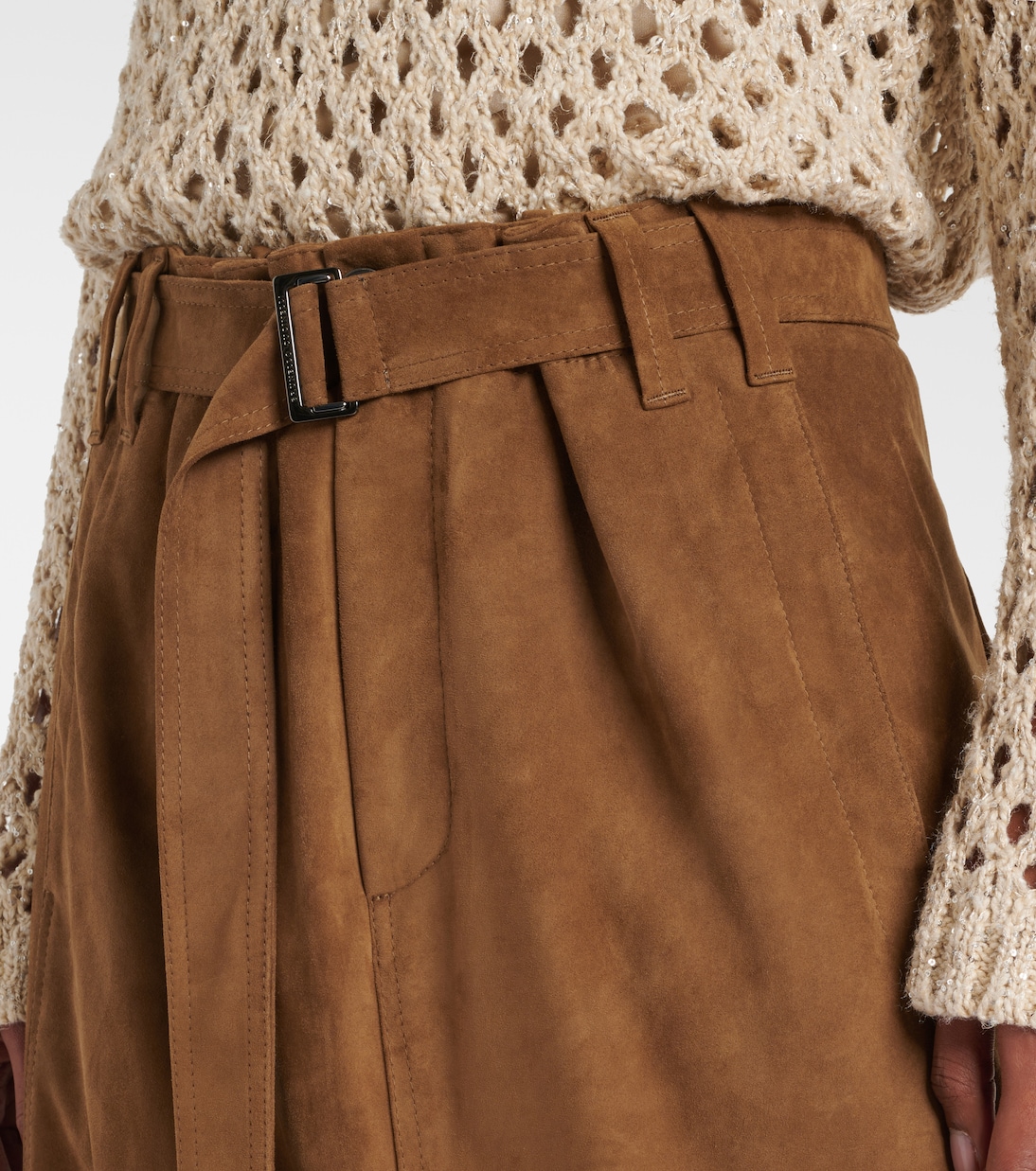 Suede midi skirt | Brunello Cucinelli