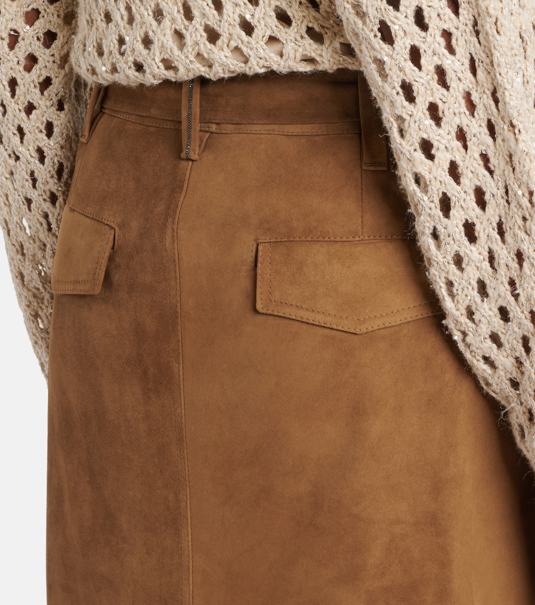 Suede midi skirt | Brunello Cucinelli