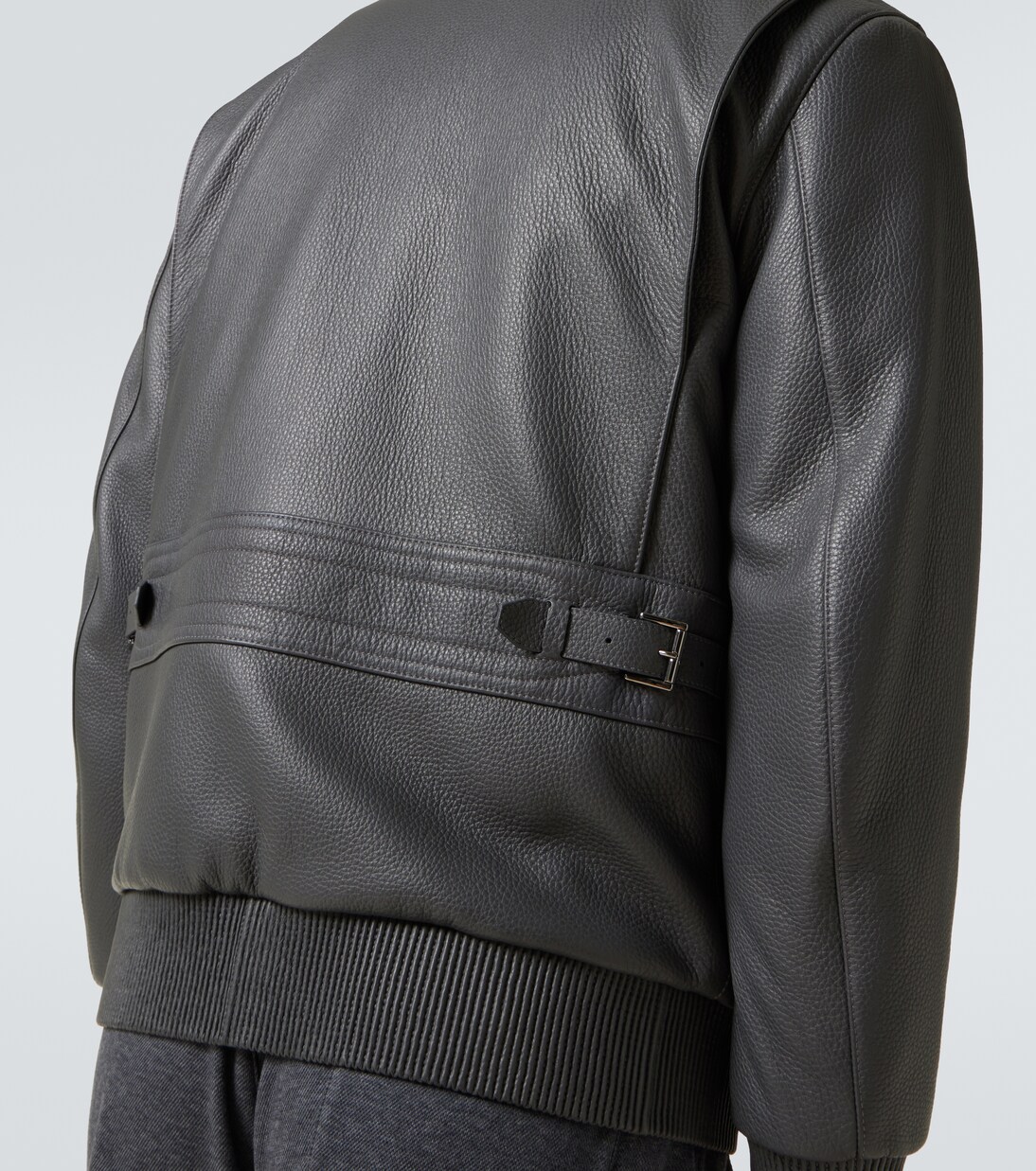 Shearling-trimmed leather bomber jacket | Brioni