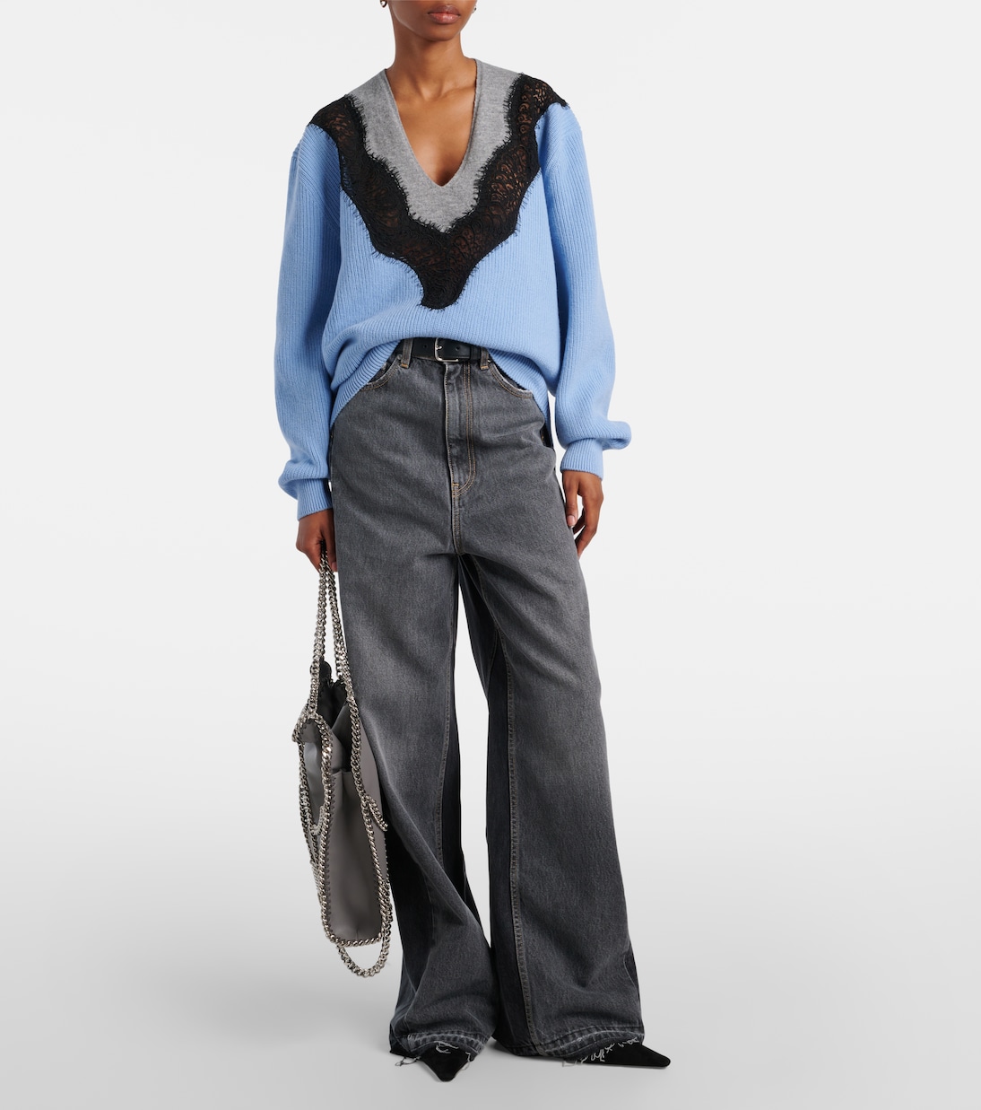 Lace-trimmed virgin wool sweater | Stella McCartney