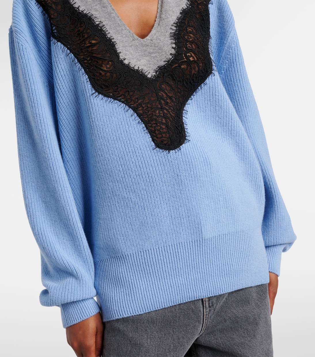Lace-trimmed virgin wool sweater | Stella McCartney