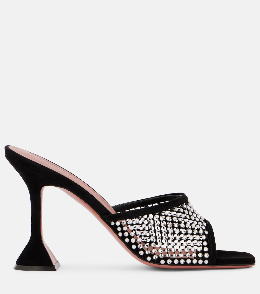 Pantoletten Lupita 95 aus Mesh und Veloursleder | Amina Muaddi