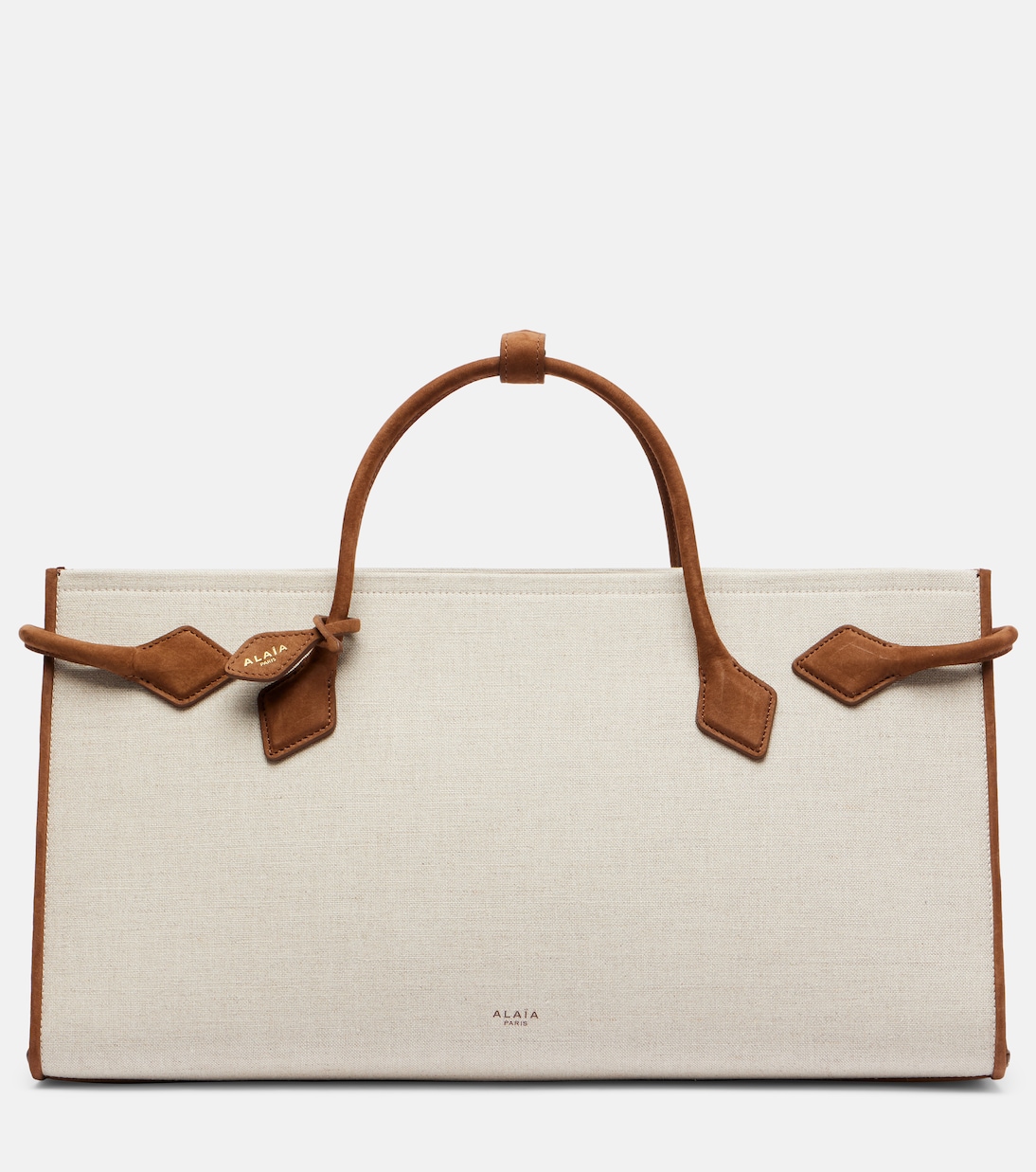 Le Teckel leather-trimmed canvas tote bag | Alaïa