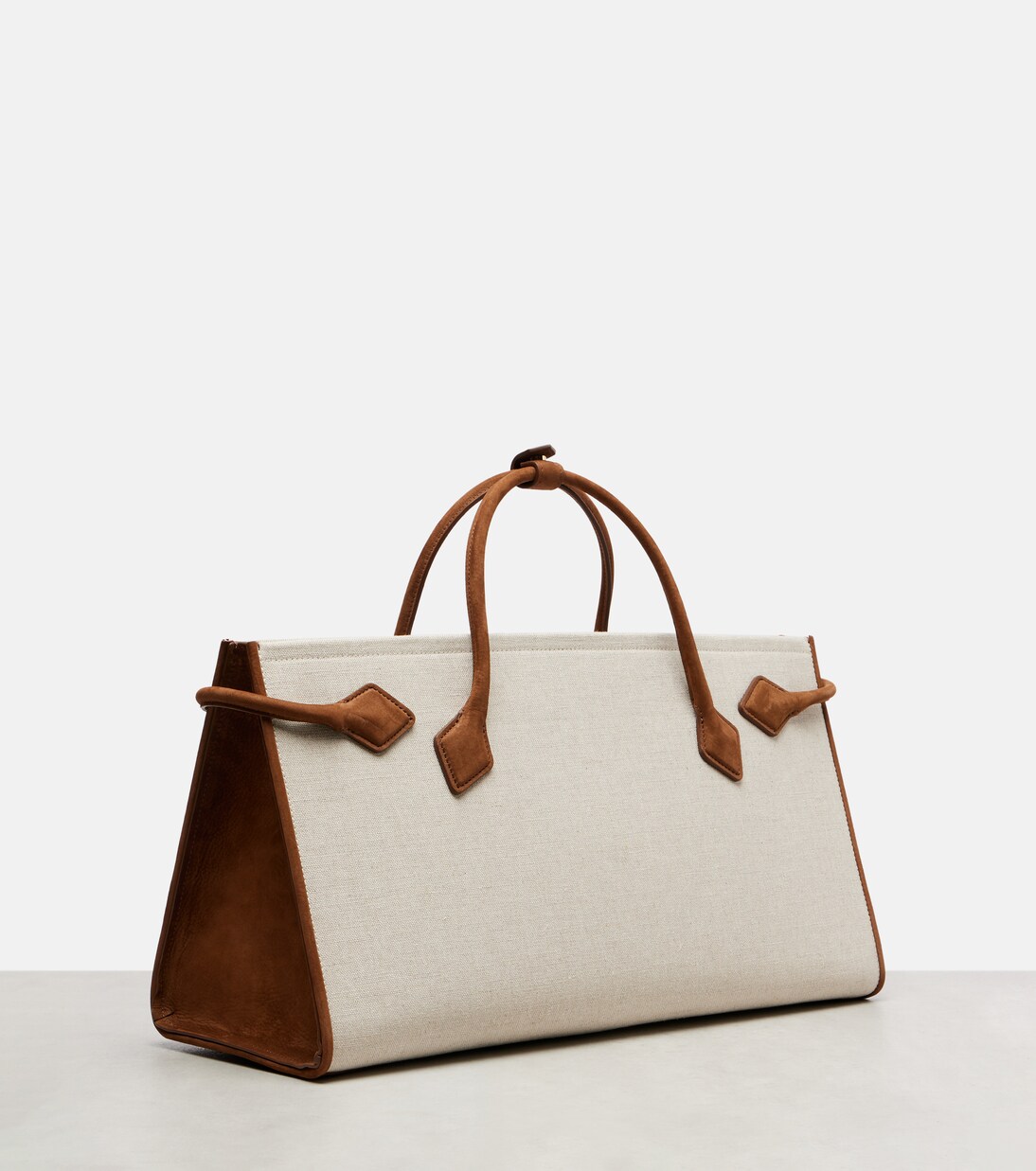Le Teckel leather-trimmed canvas tote bag | Alaïa