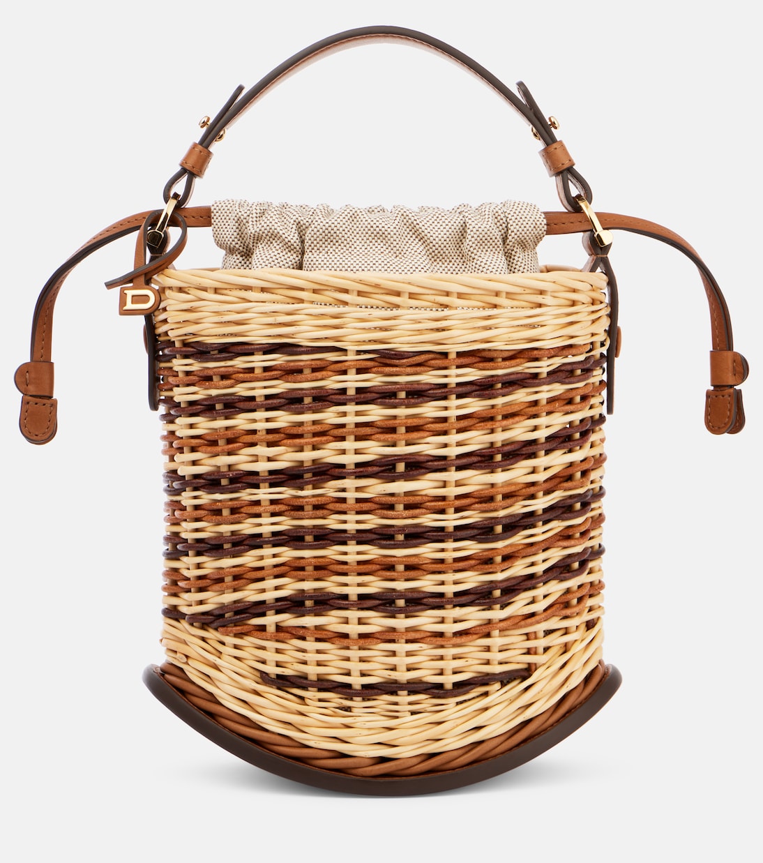 Pin Osier Mini leather-trimmed wicker tote bag | Delvaux