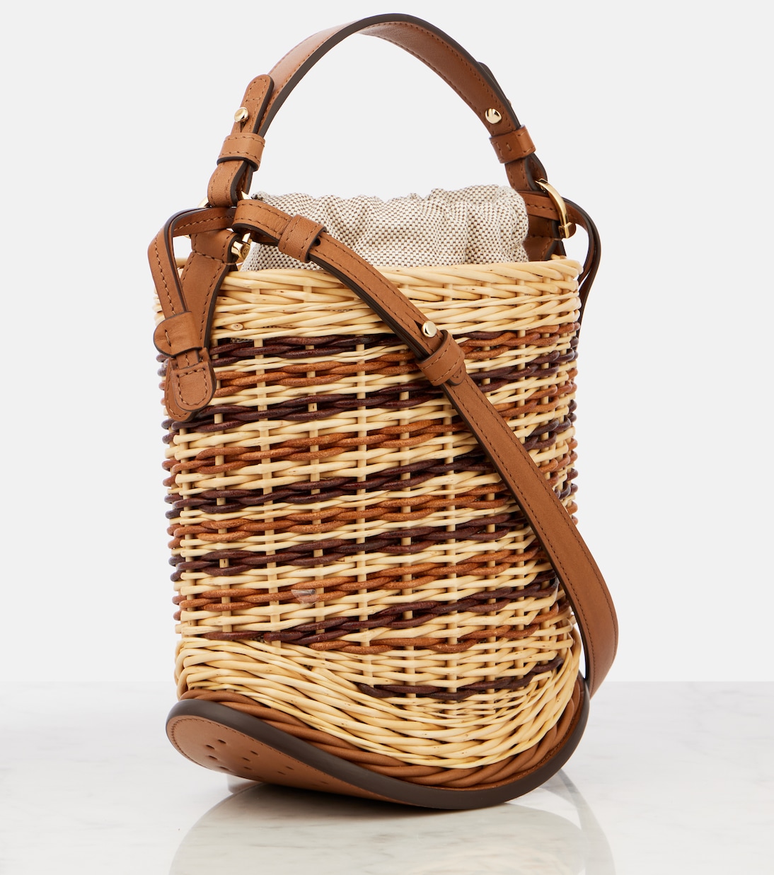 Pin Osier Mini leather-trimmed wicker tote bag | Delvaux