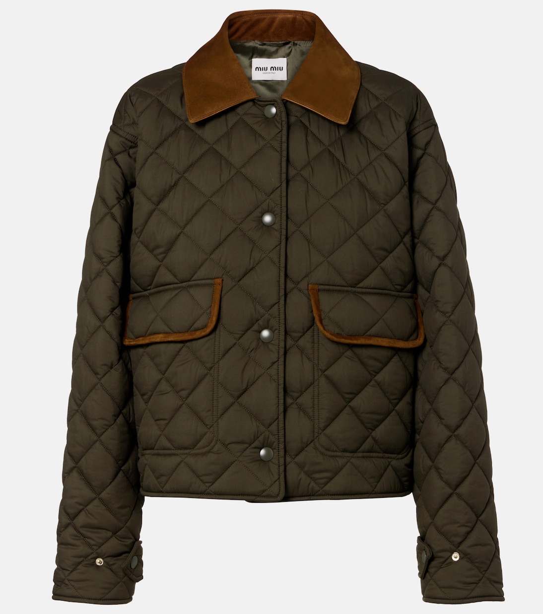 Quilted leather-trimmed jacket | Miu Miu
