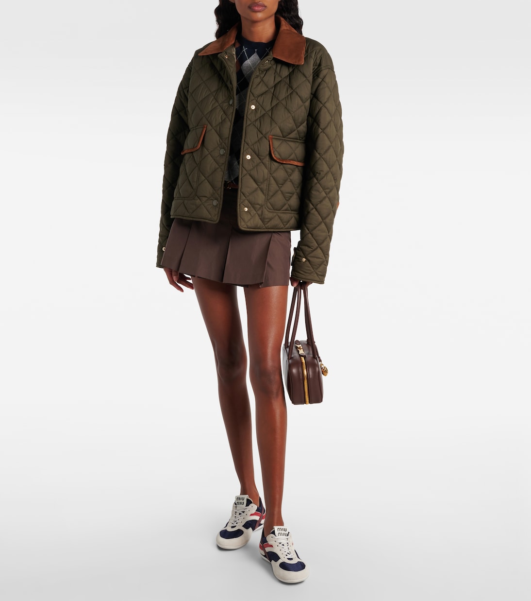 Quilted leather-trimmed jacket | Miu Miu