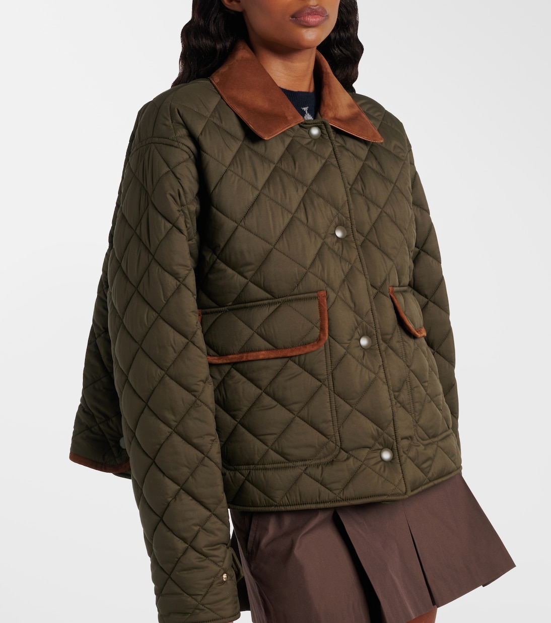 Quilted leather-trimmed jacket | Miu Miu