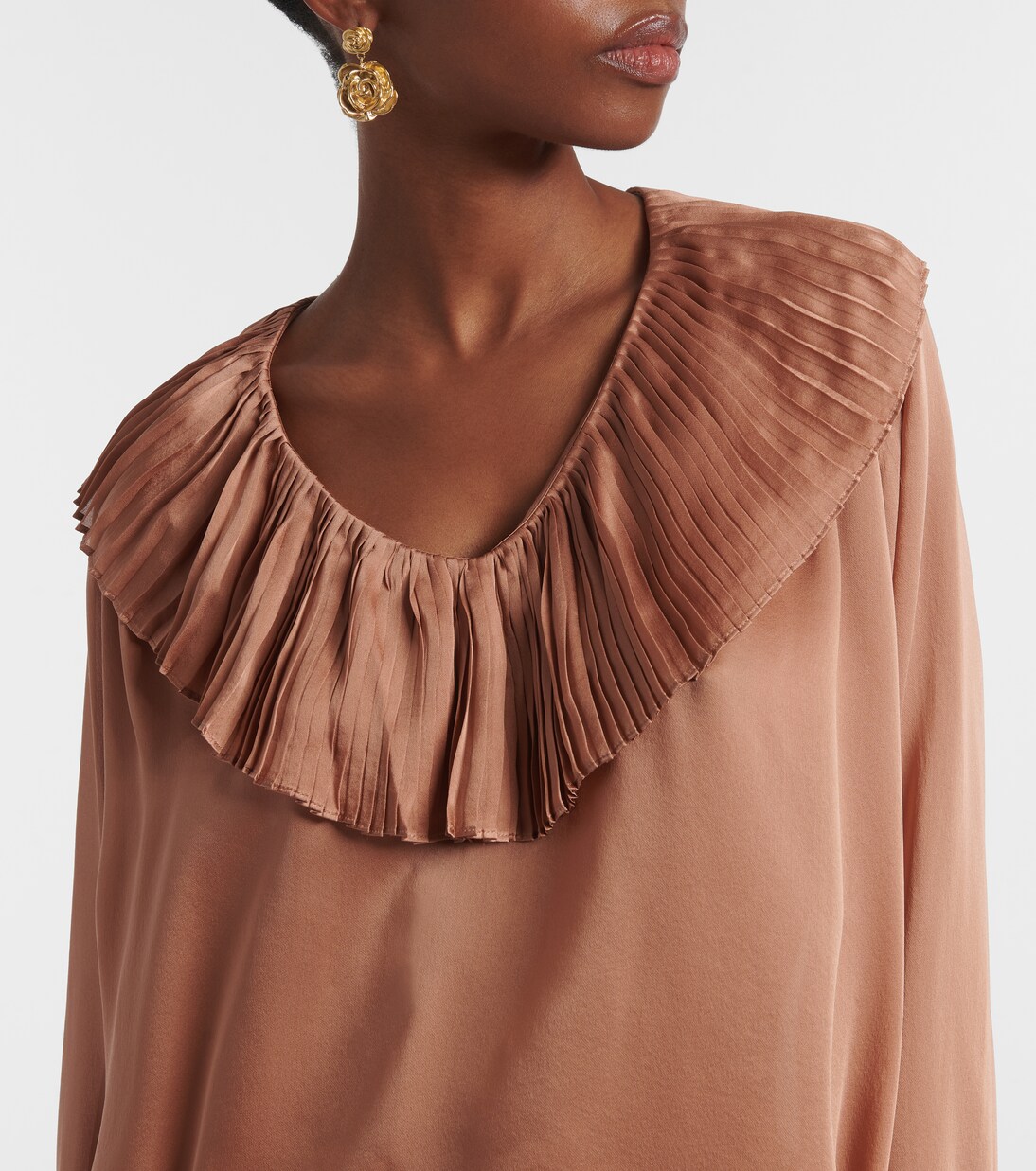Blusa Liese de satén de seda plisada | Ulla Johnson