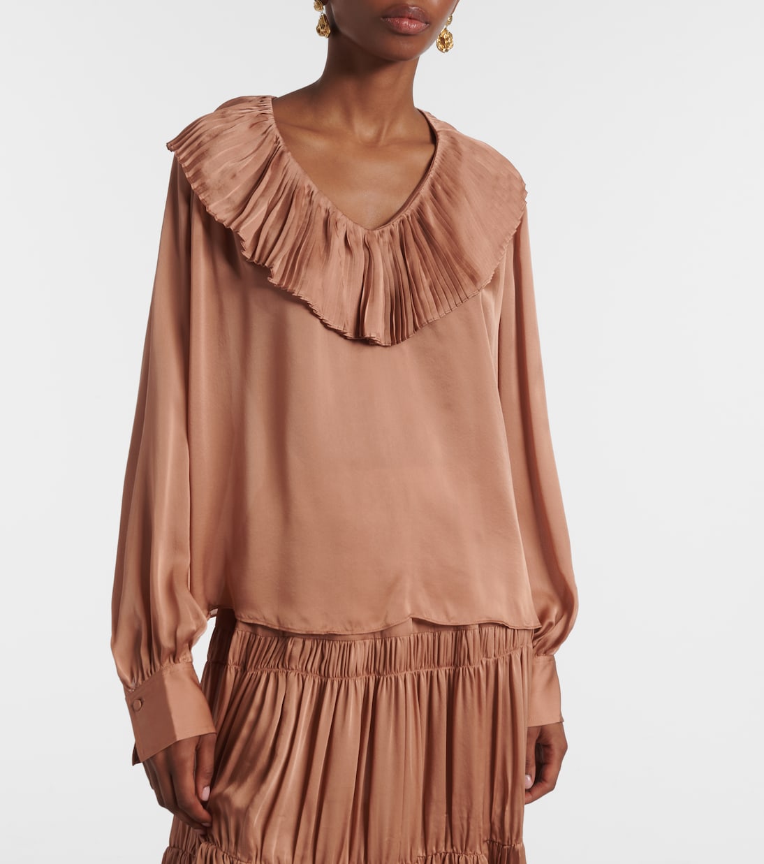 Blusa Liese de satén de seda plisada | Ulla Johnson