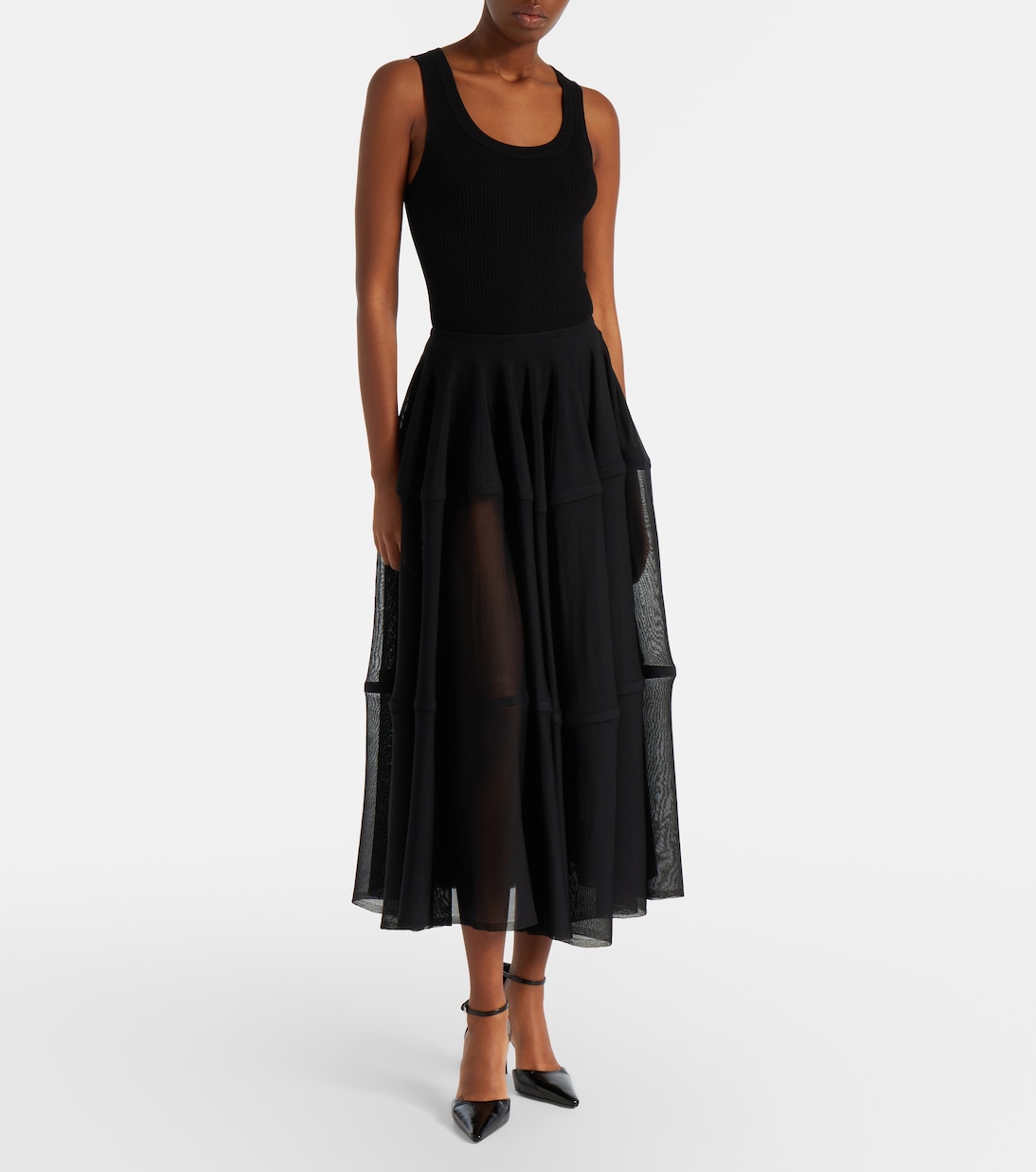 Semi-sheer midi skirt | Alaïa