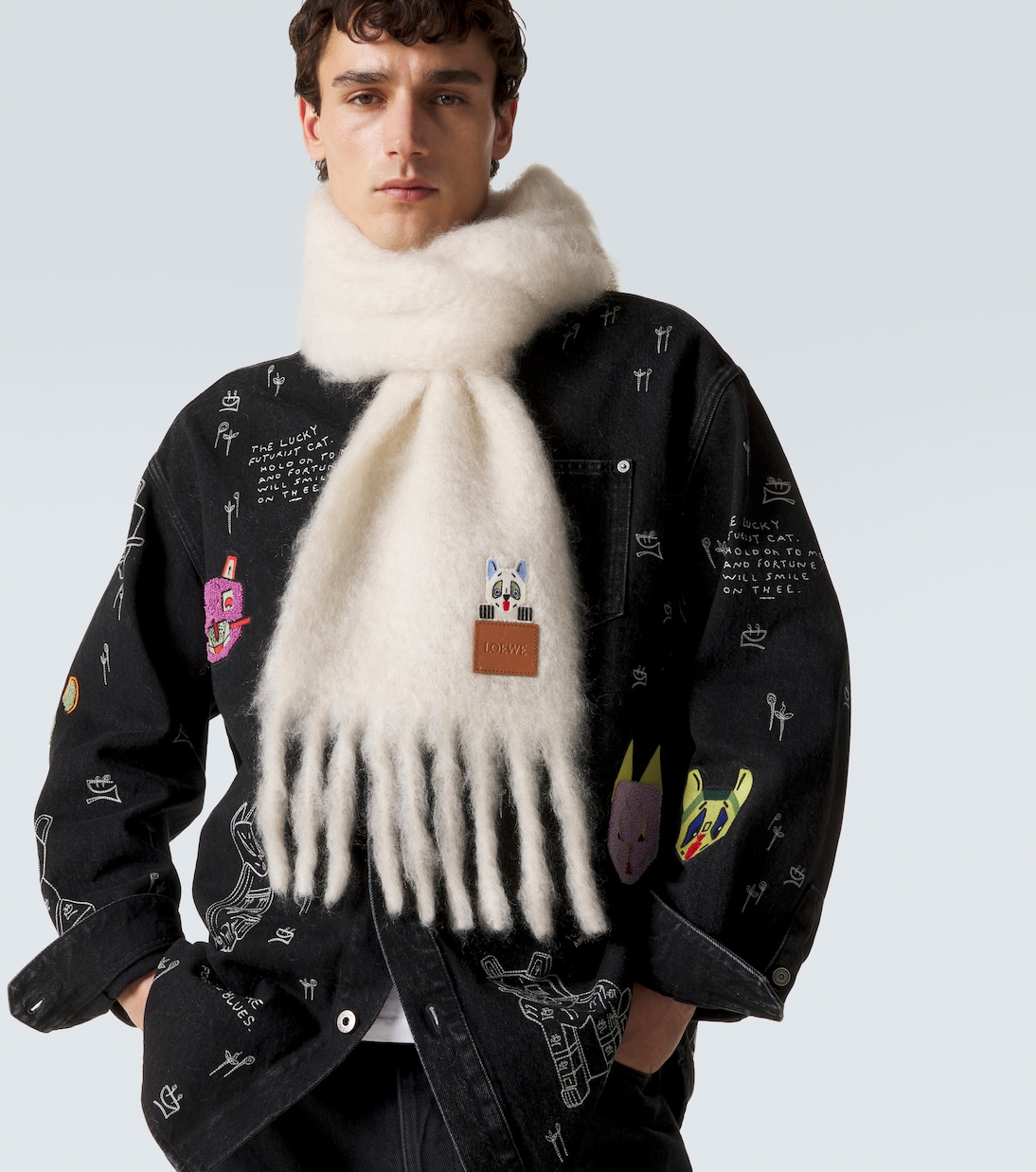 x Louis Wain bufanda en mezcla mohair y lana | Loewe