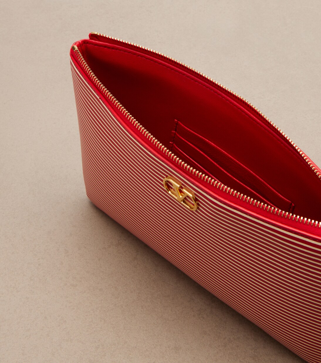 VLogo striped leather pouch | Valentino Garavani