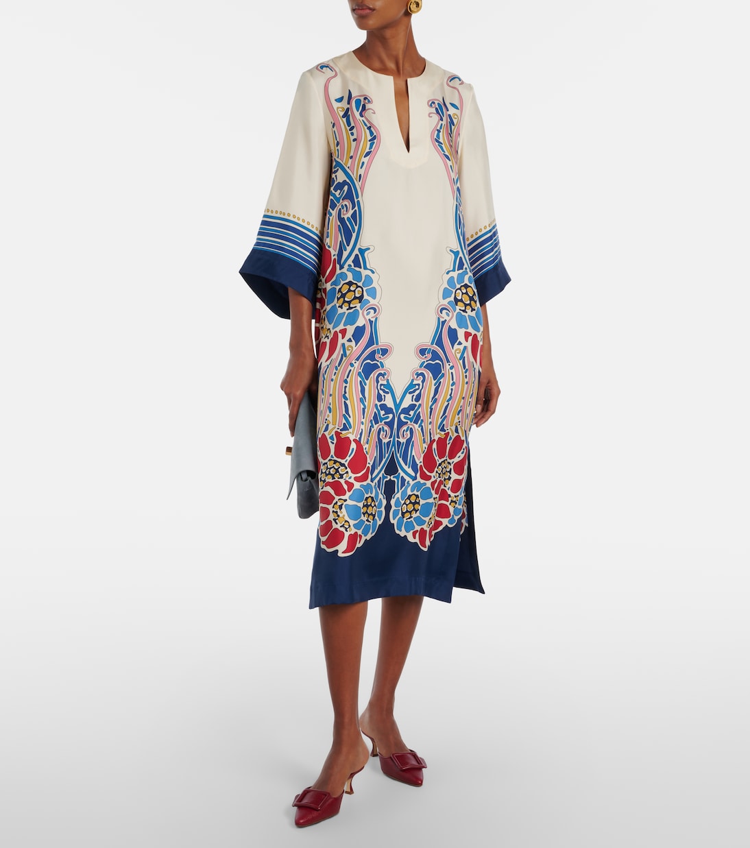 Caftan imprimé en satin de soie | La DoubleJ