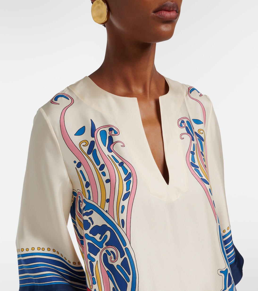 Caftan imprimé en satin de soie | La DoubleJ