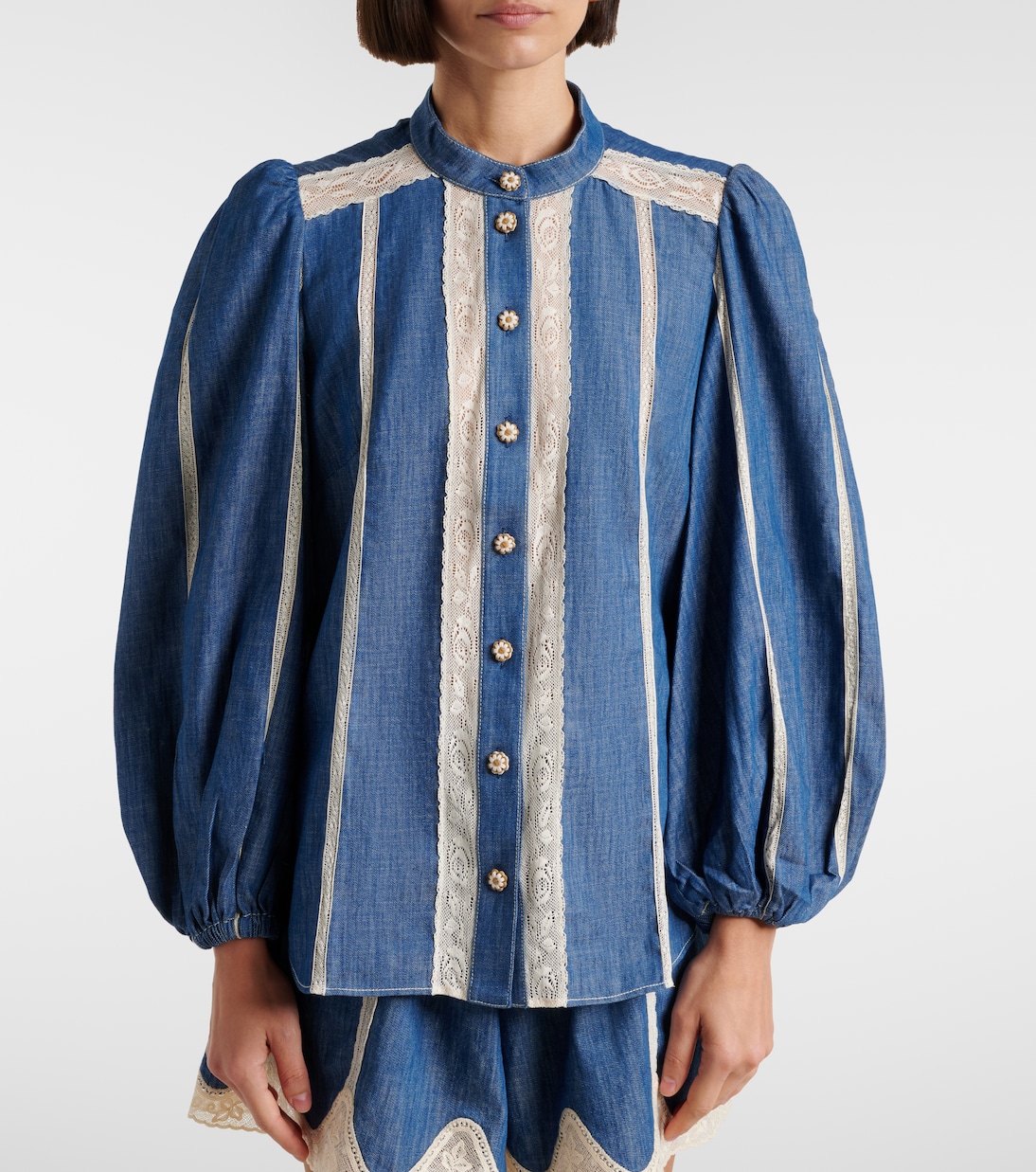 Awaken lace-trimmed denim shirt | Zimmermann