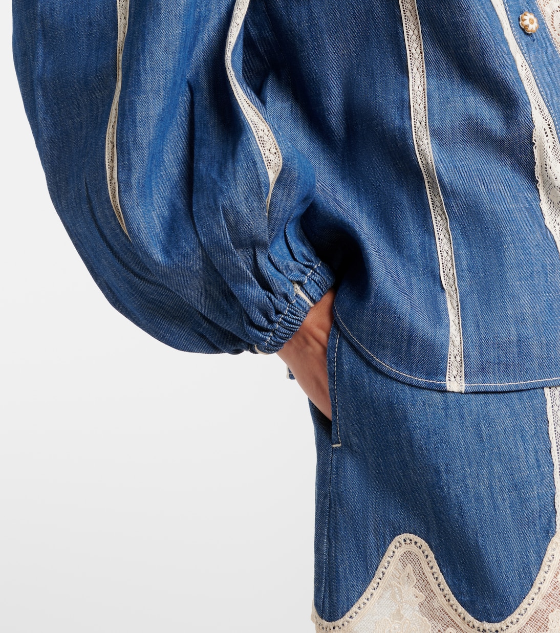 Awaken lace-trimmed denim shirt | Zimmermann
