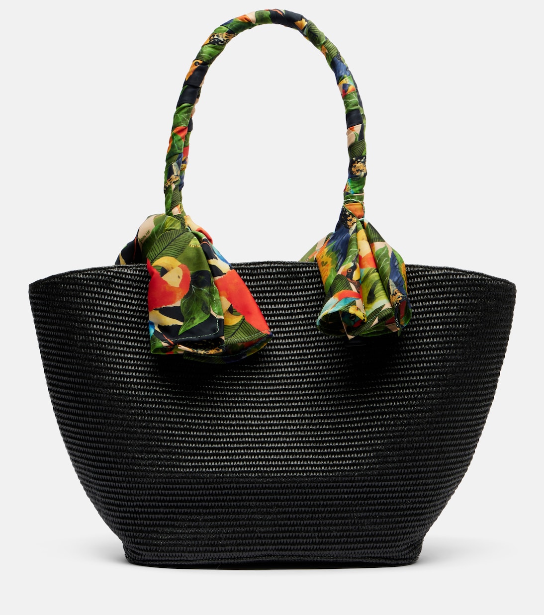 Basket Medium silk-trimmed raffia tote bag | Farm Rio