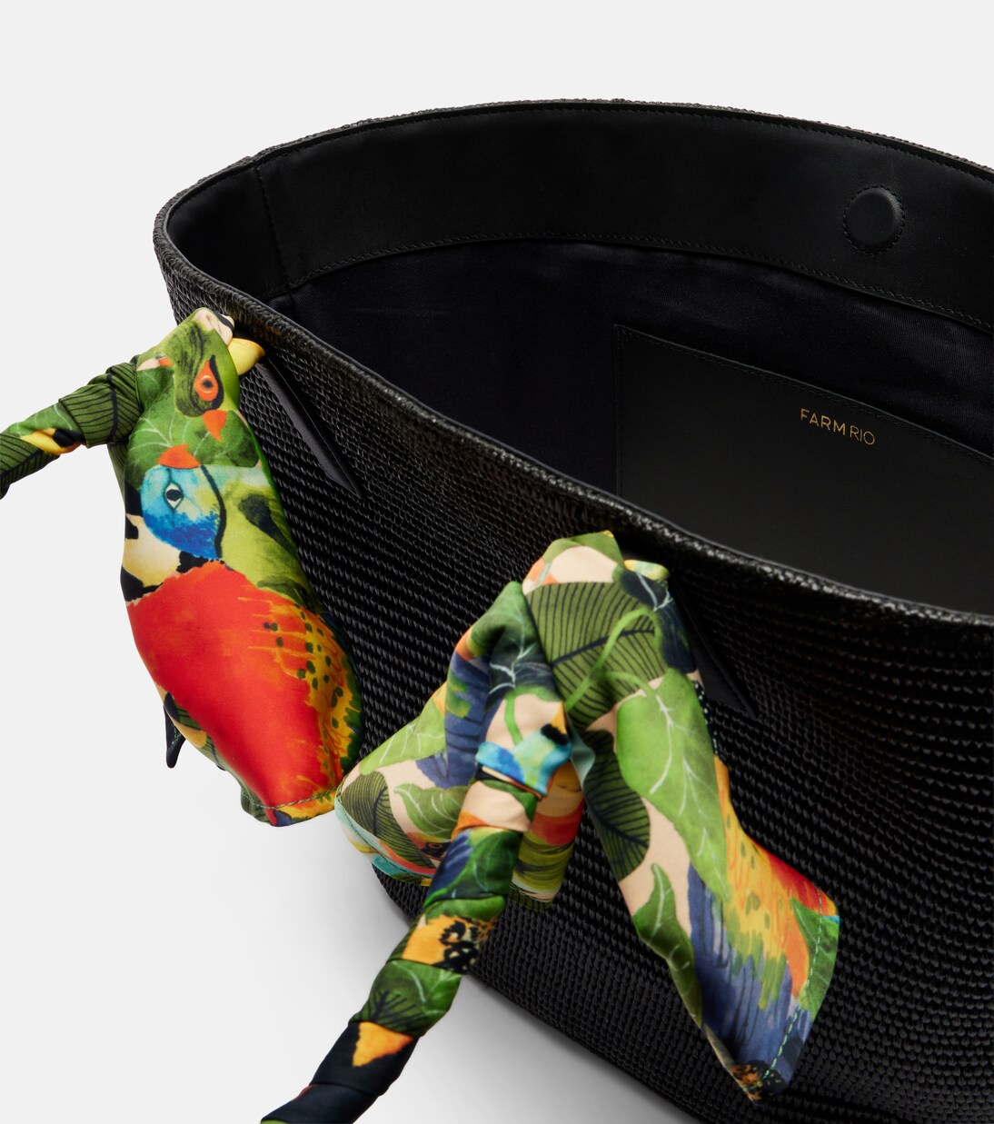 Basket Medium silk-trimmed raffia tote bag | Farm Rio