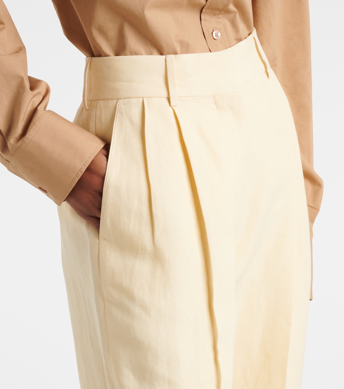 Fox linen and silk straight pants | Blazé Milano