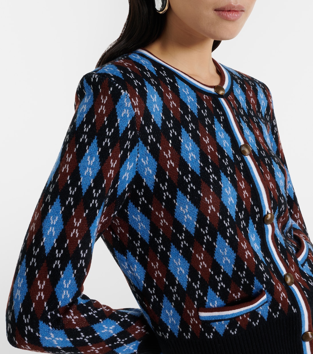 Sylvane argyle wool and cotton cardigan | Veronica Beard