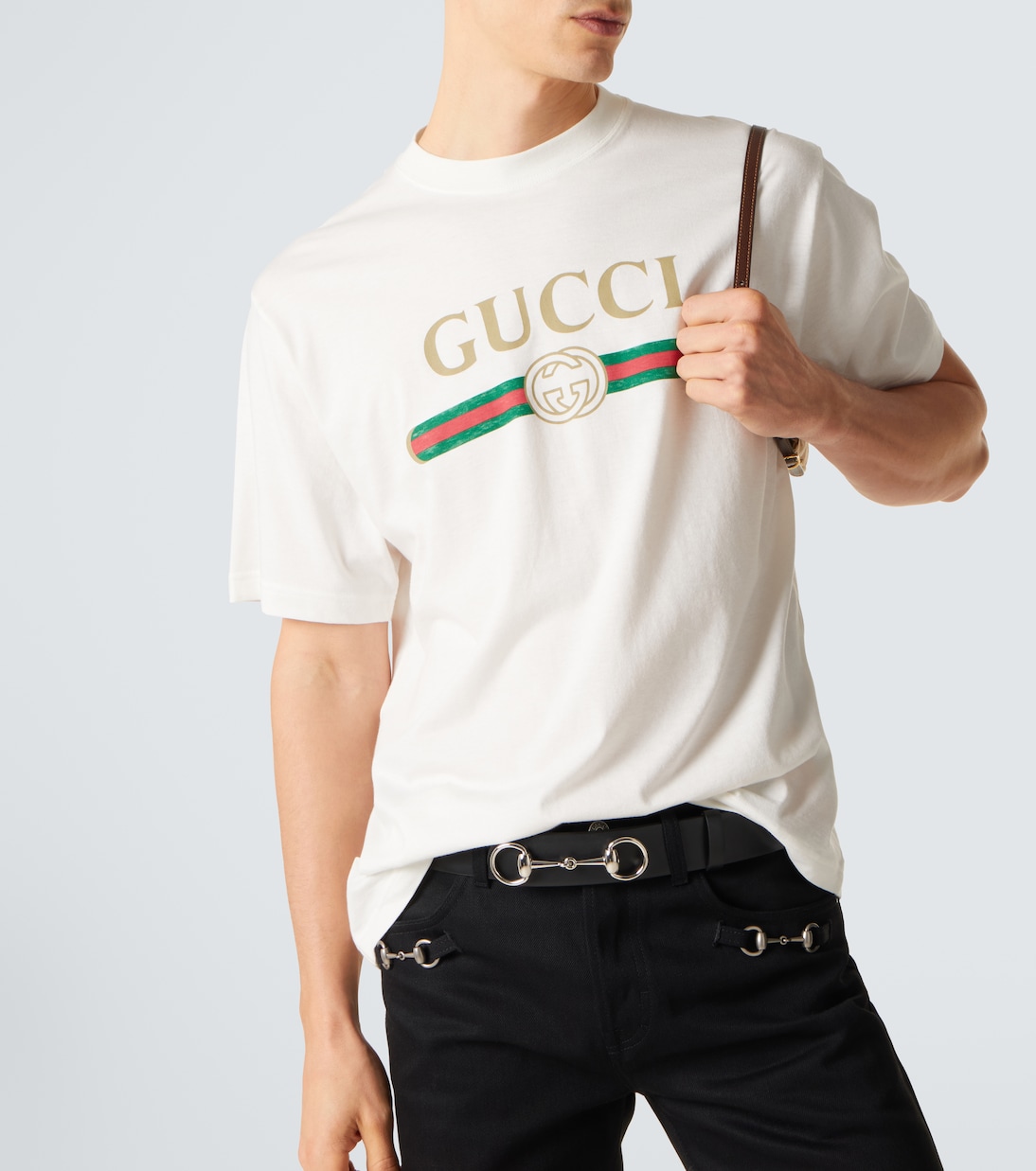 T-shirt en coton et soie à logo | Gucci