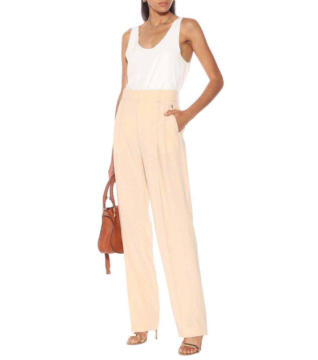 High-rise straight crêpe pants | Chloé