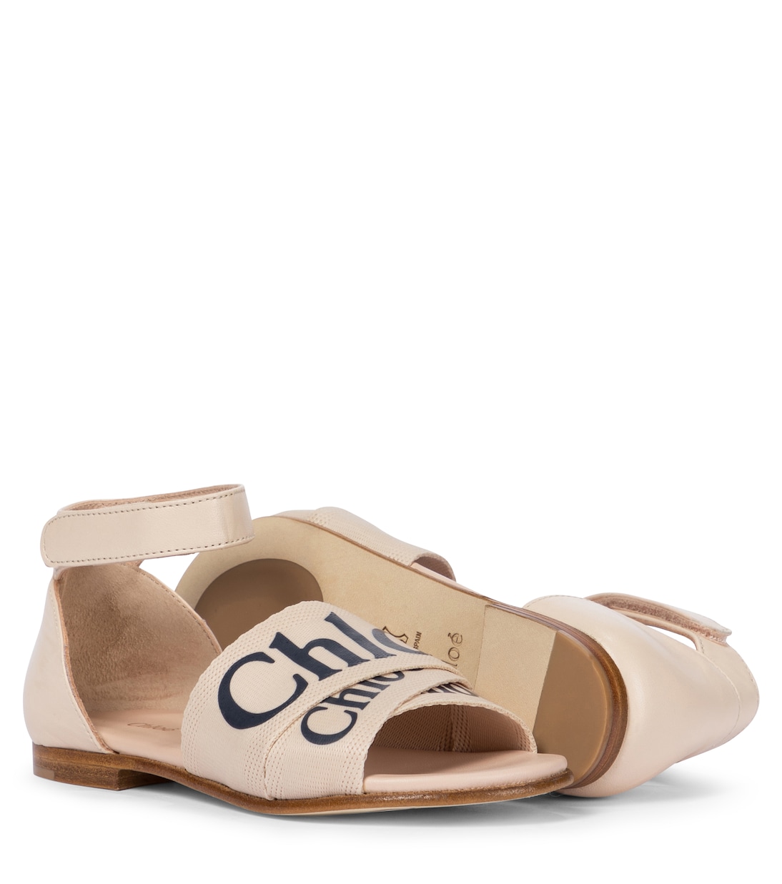 Sandali in pelle e canvas con logo | Chloé Kids