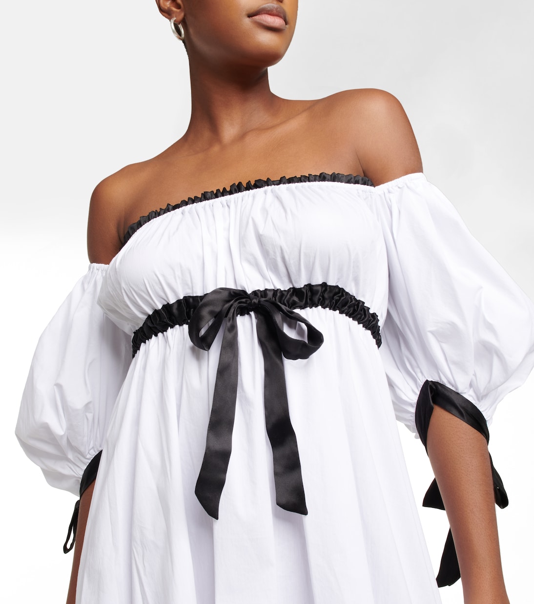Robe Analiese à encolure bardot en coton mélangé | Caroline Constas
