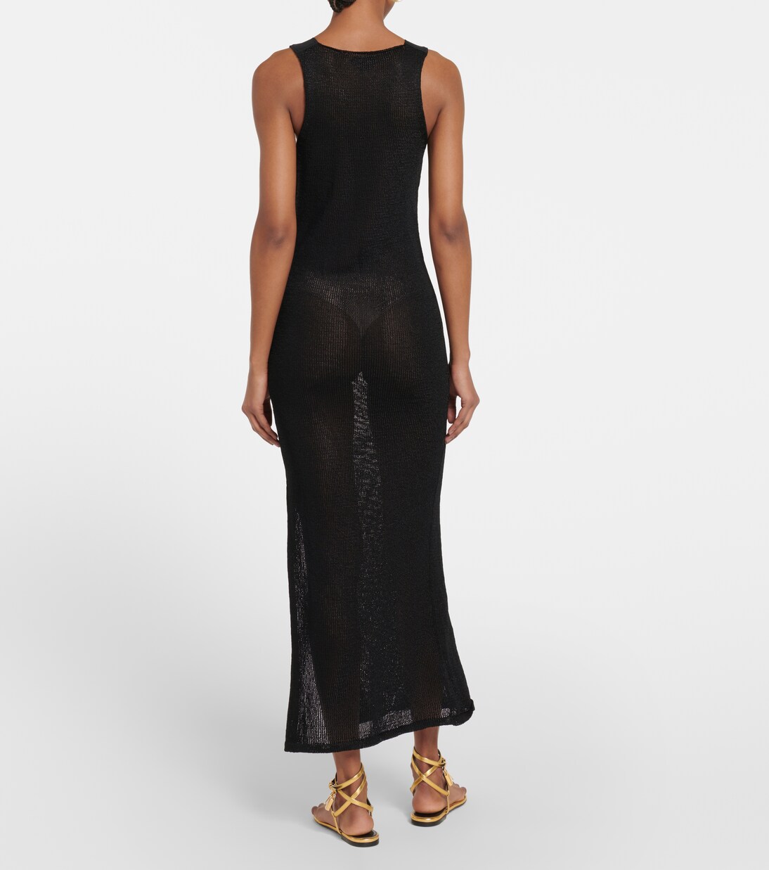 Satin-trimmed raffia-effect maxi dress | Tom Ford